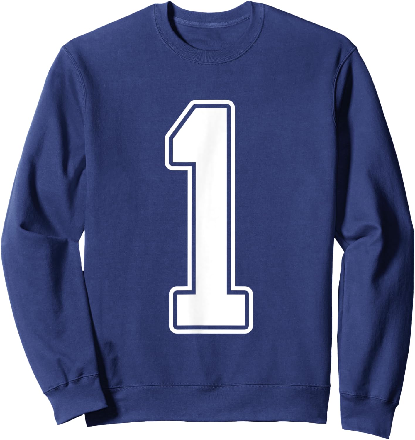 #1 White Outline Number 1 Sports Fan Jersey Style Sweatshirt - Sweatshirt | Navy