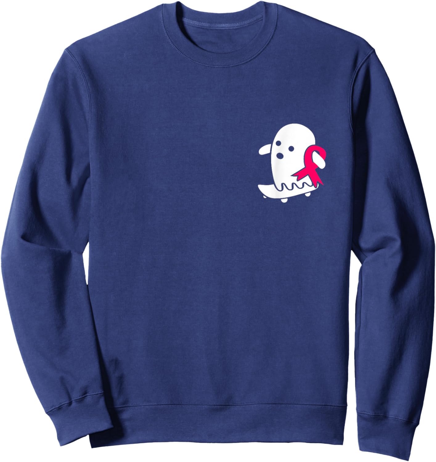 Breast Cancer Ghost Halloween Pink Breast Cancer Awareness Sweatshirt - Sweatshirt | Navy