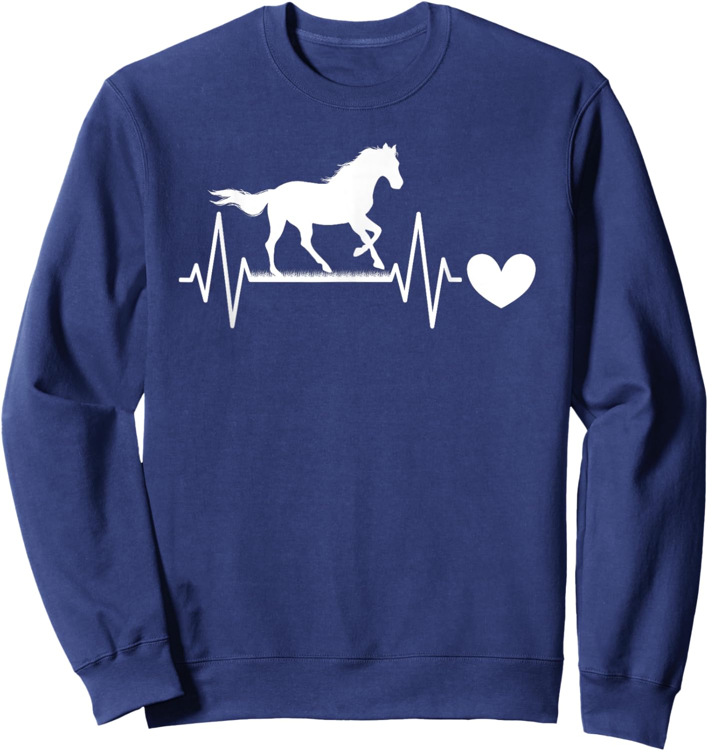 Cute Horse Lover Horseback Riding Heartbeat Horse Sweatshirt - Sweatshirt | Navy
