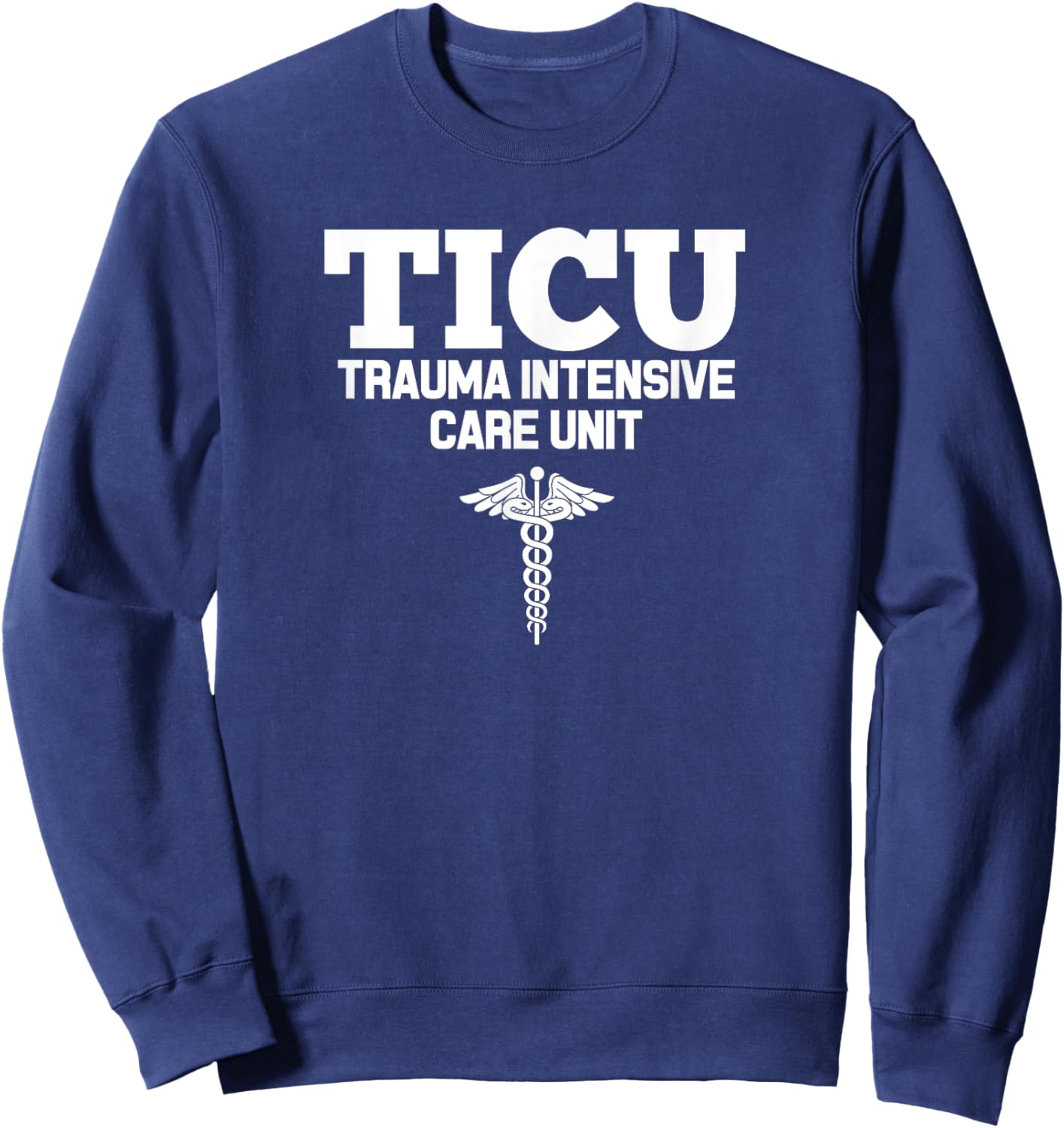 Nursing & Hospital Staff Uniform Apparel Adult Black Classic Fit Short Sleeve - Small - TICU Registered Nurse Intensive Care Unit RN Staff Sweatshirt - Sweatshirt | Navy