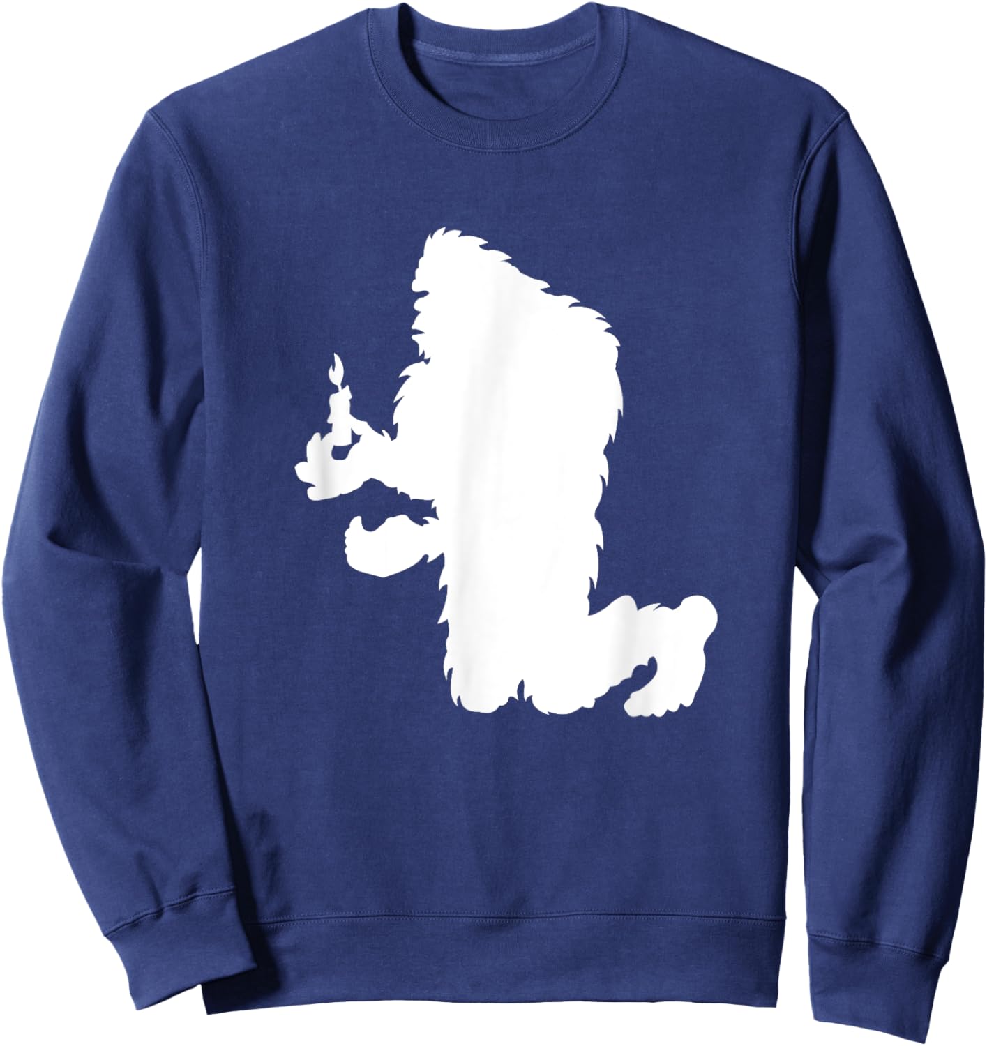Funny Bigfoot Holding A Candle Sweatshirt - Sweatshirt | Navy