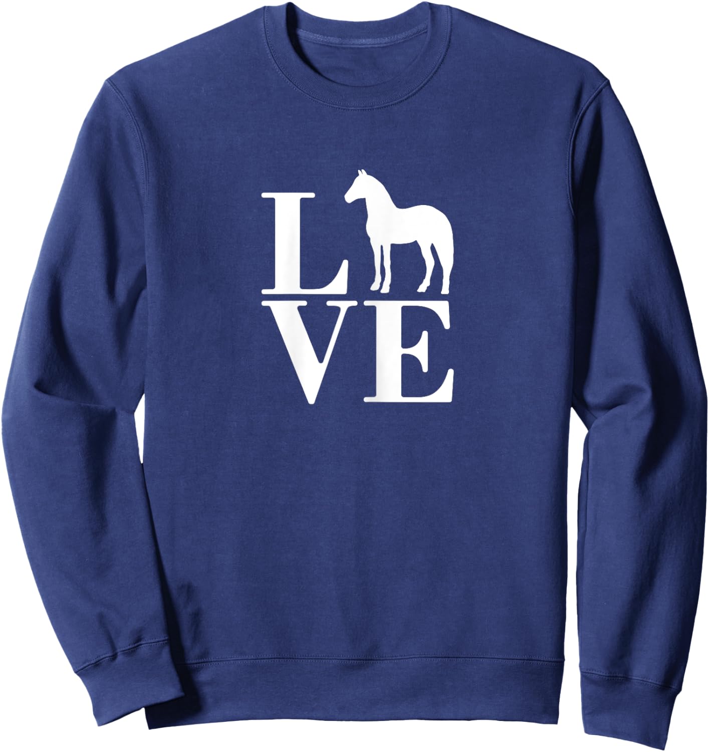 Joyouse Urban Style Women's Love Horse Gift X-Small Black Modern Letter Print Collarless Round Neck Sweatshirt - Sweatshirt | Navy