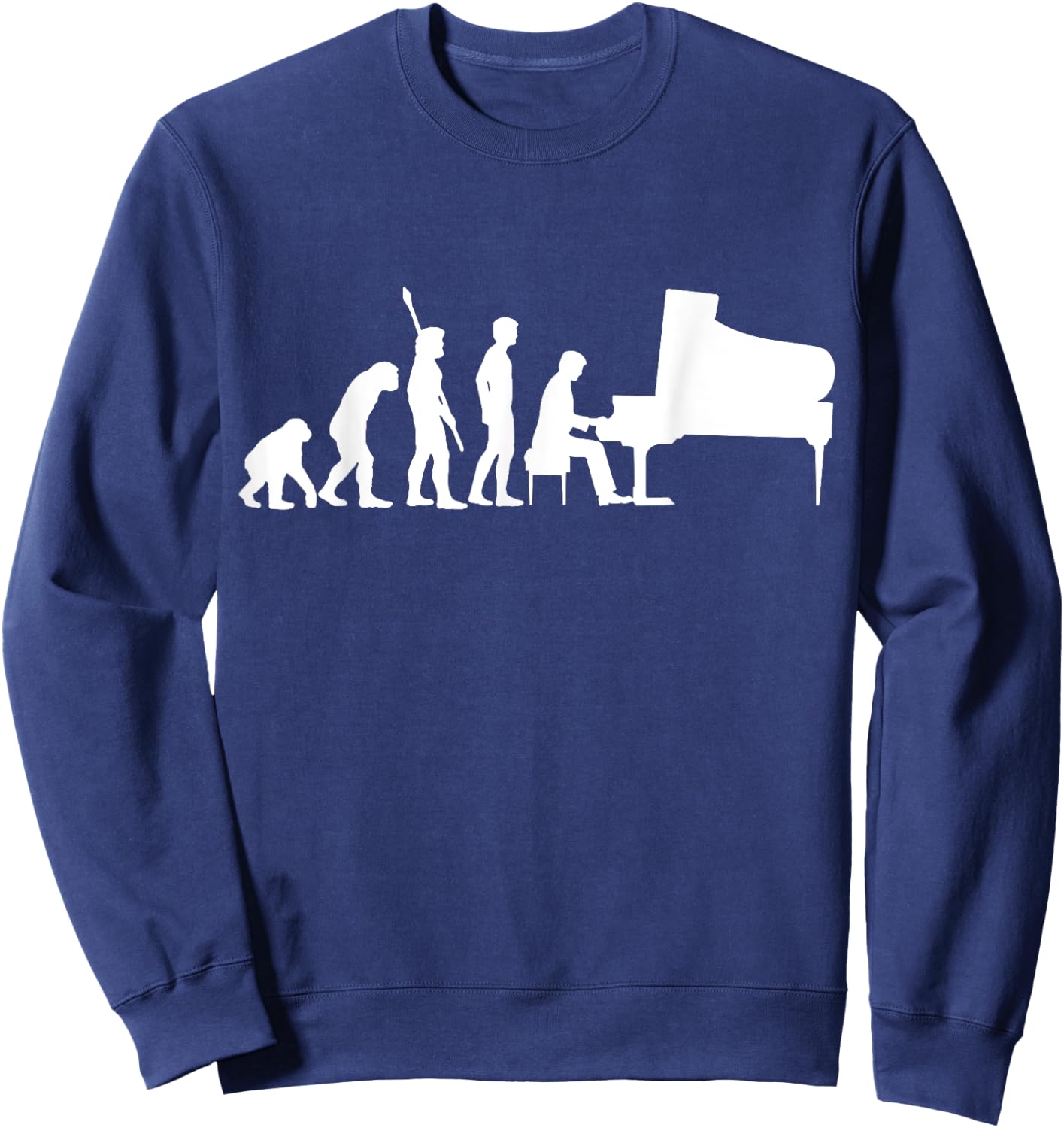 Funny Piano Player Pianist Musician Saying I Evolution Sweatshirt - Sweatshirt | Navy