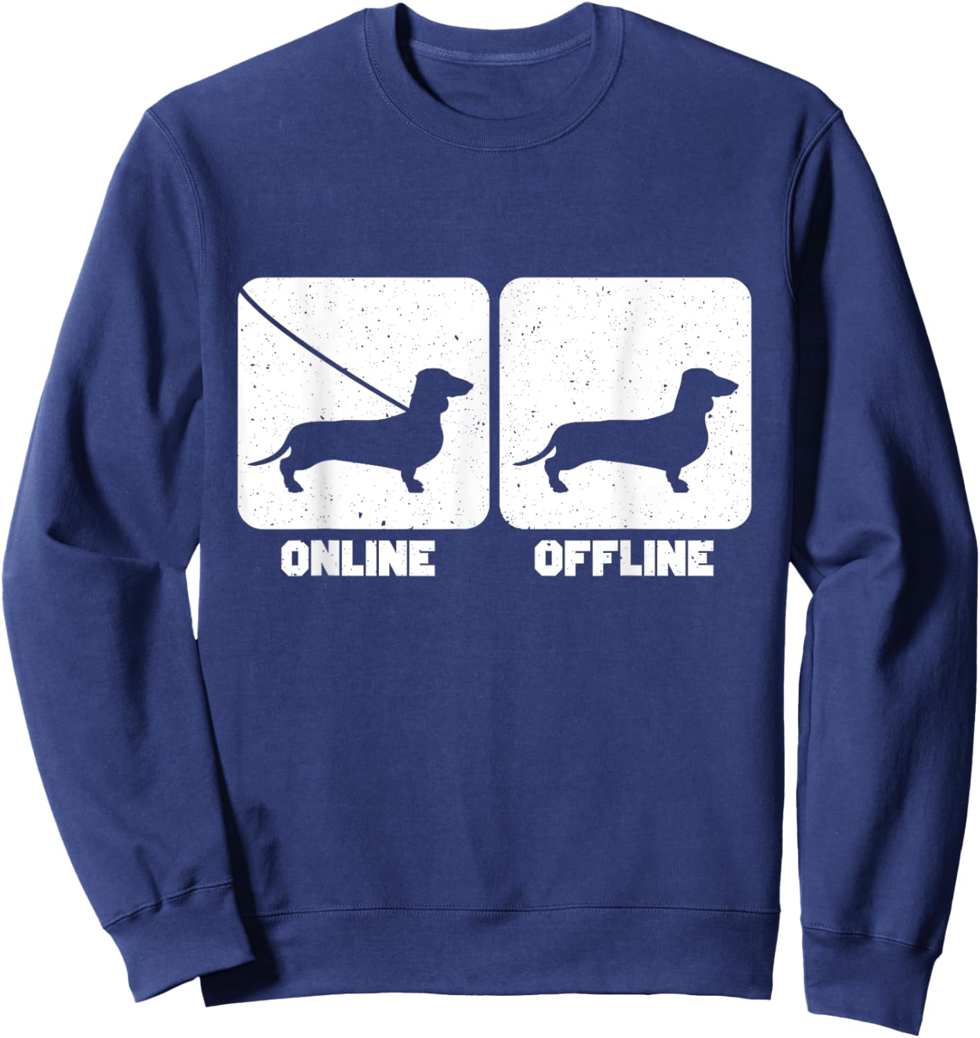Funny Online Offline Dachshund Sweatshirt - Sweatshirt | Navy