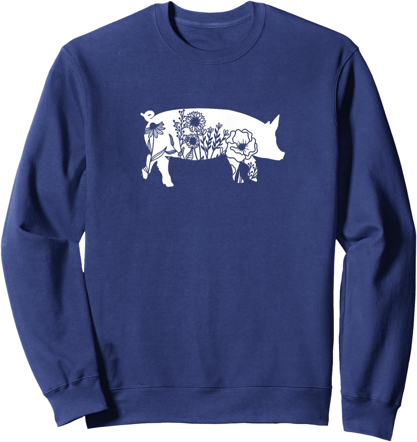 Floral Pig Mama Flower Graphic for Barn Mom Teen Girls Women Sweatshirt - Sweatshirt | Navy
