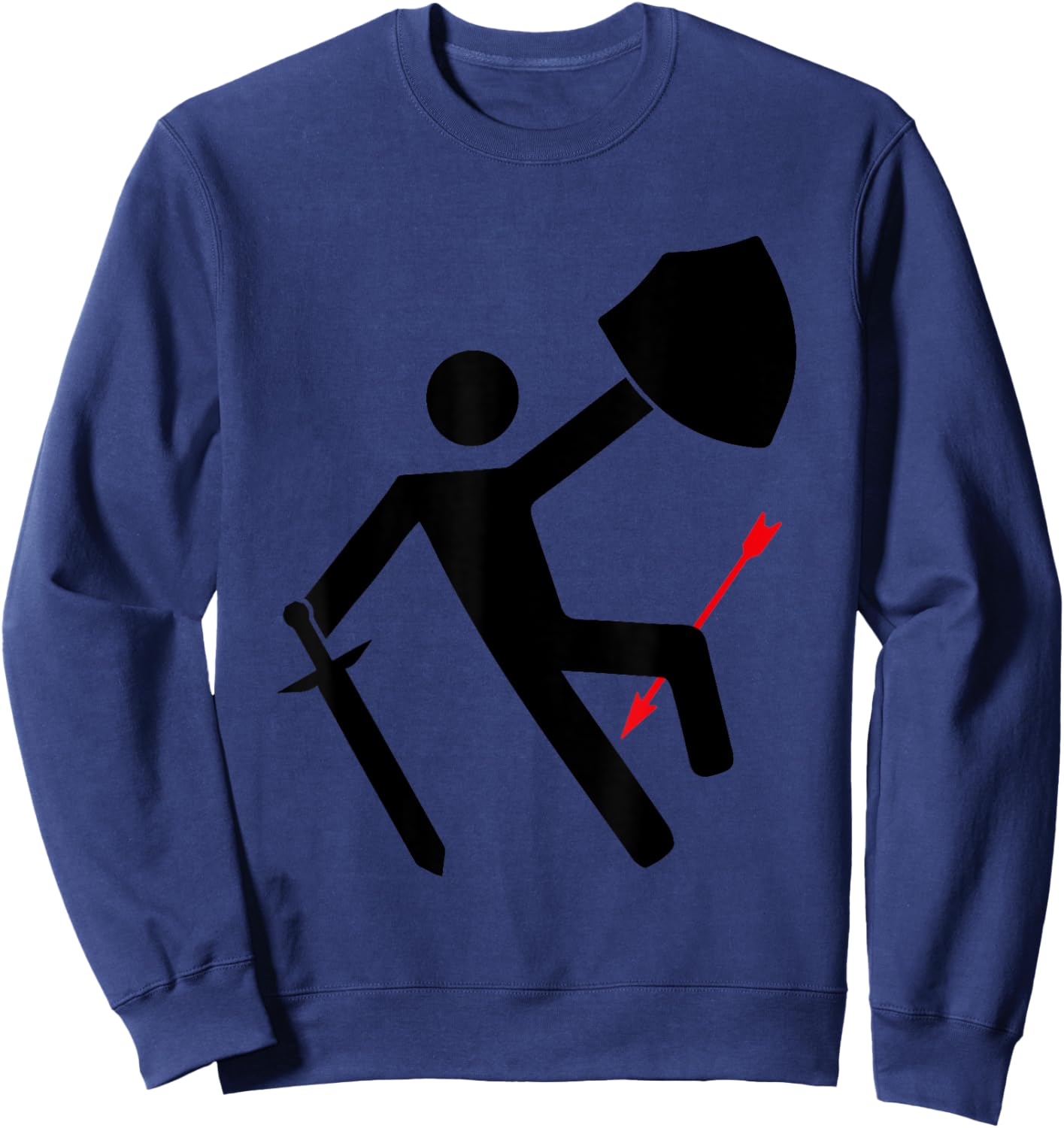 Dad Jokes Arrow To The Knee Warning Sign Sweatshirt - Sweatshirt | Navy