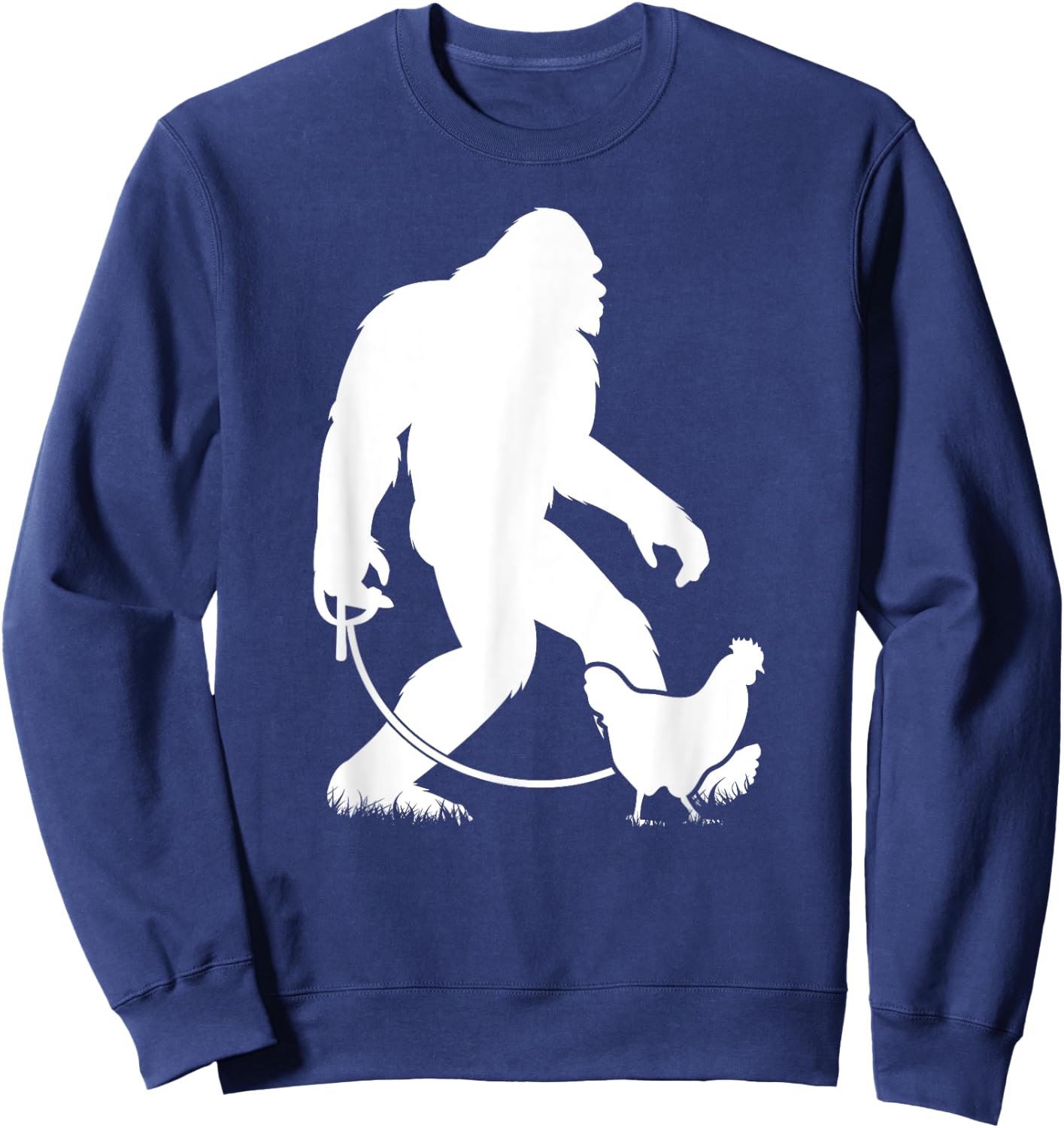 Bigfoot Walking Chicken Funny Sasquatch Chicken Silhouette Sweatshirt - Sweatshirt | Navy