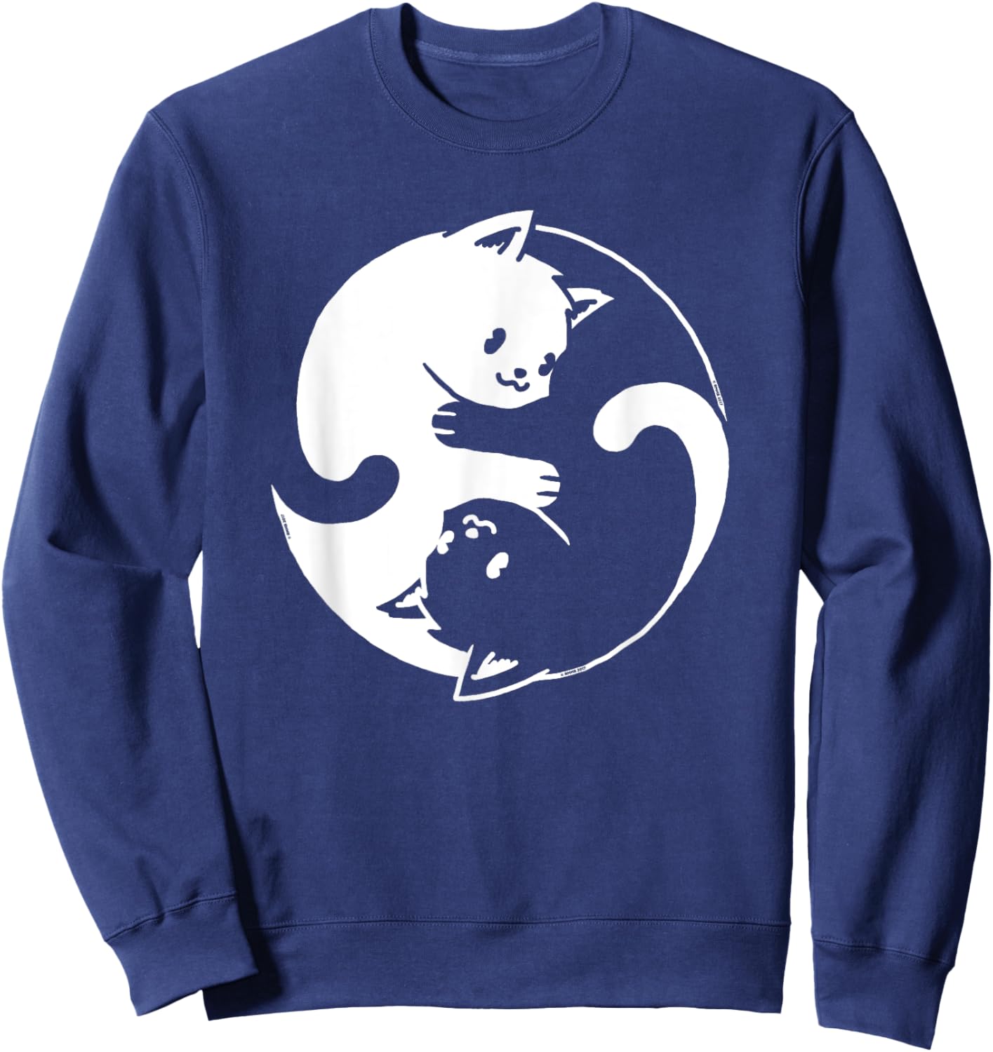 Yin Yang Cat Cute Spirituality Zen Meditation Balance Kitten Men Women Kids Sweatshirt - Sweatshirt | Navy
