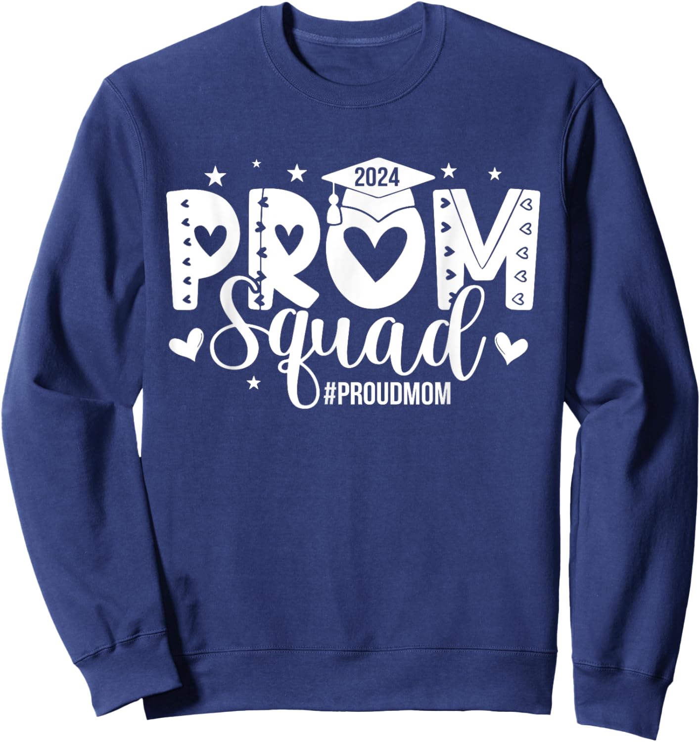 Vintage Prom Squad 2024 Proud Mom Graduation Class of 2024 Sweatshirt - Sweatshirt | Navy