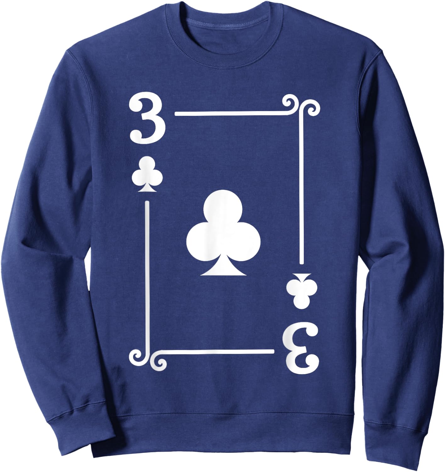 Playing Cards Costume - 3 Clubs Card - Three Card Sweatshirt - Sweatshirt | Navy