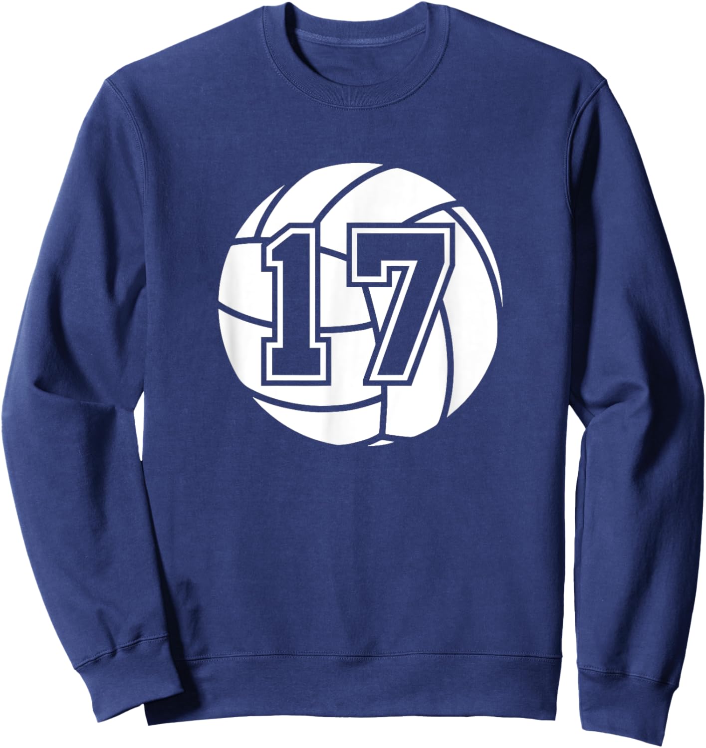 Volleyball Player #17 Volleyball Mom Dad Jersey Number 17 Sweatshirt - Sweatshirt | Navy