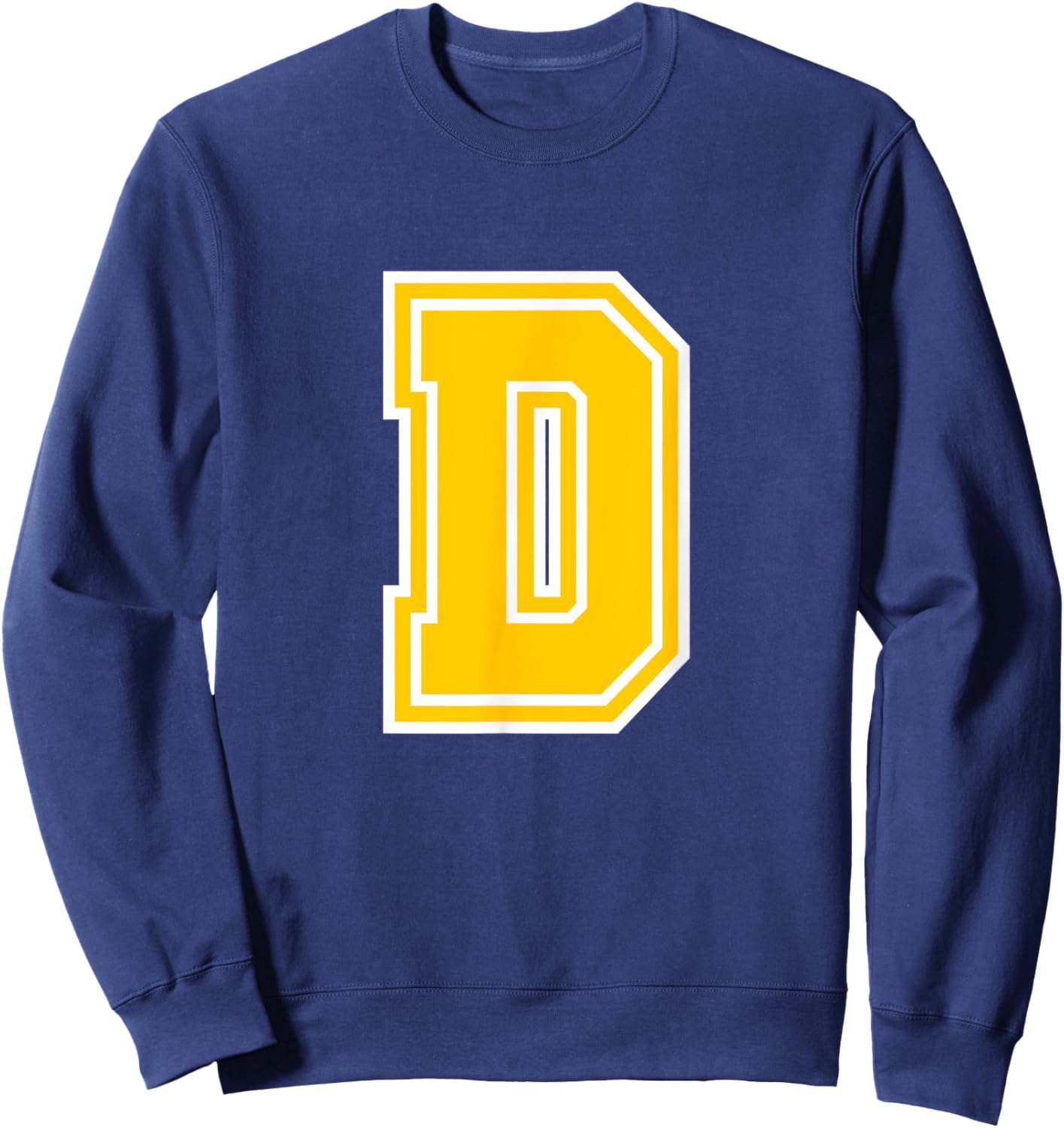Letter D Yellow Monogram Initial Sweatshirt - Sweatshirt | Navy