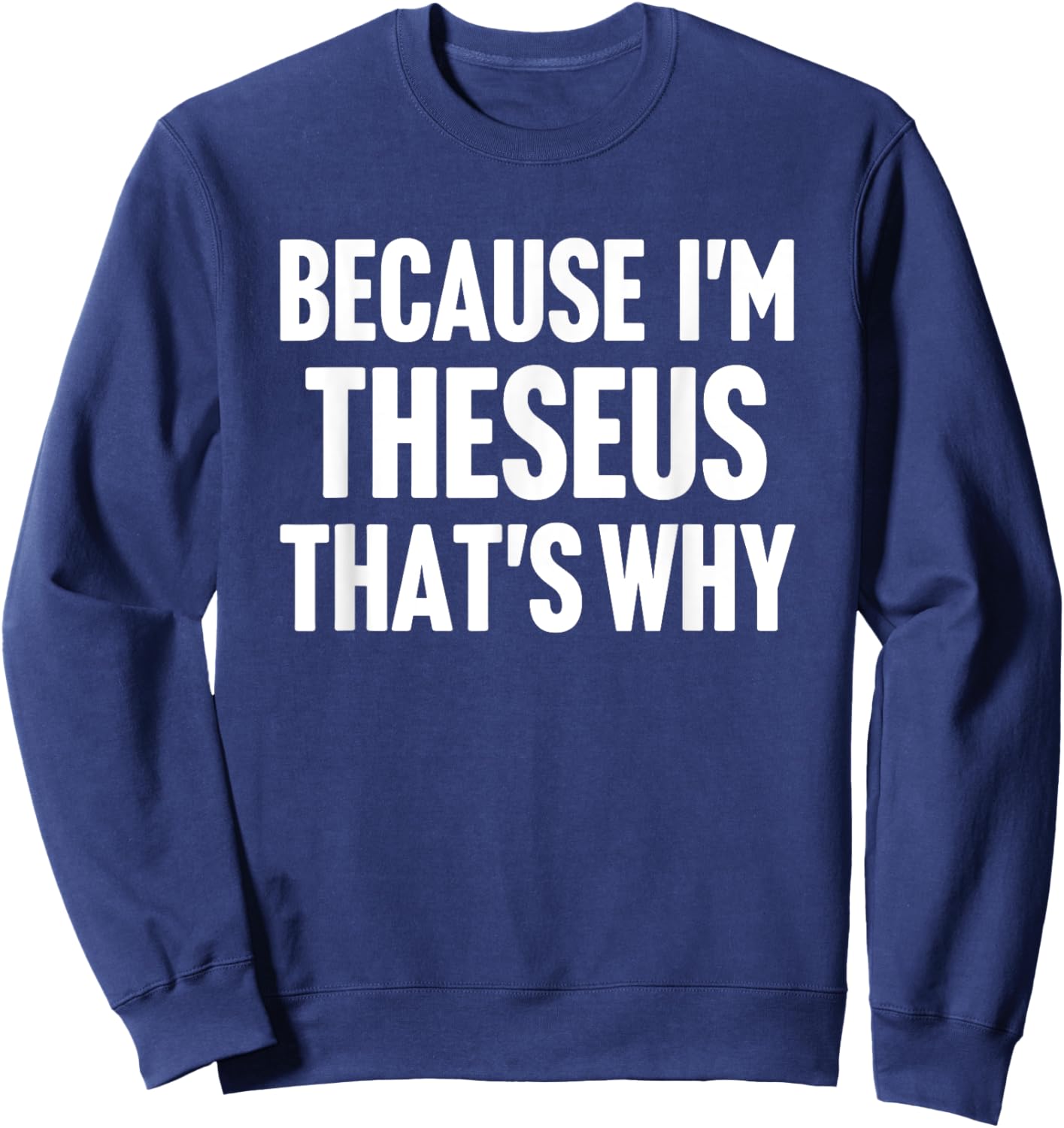 Because I'm Theseus That's Why Am Personalized Name Sweatshirt - Sweatshirt | Navy