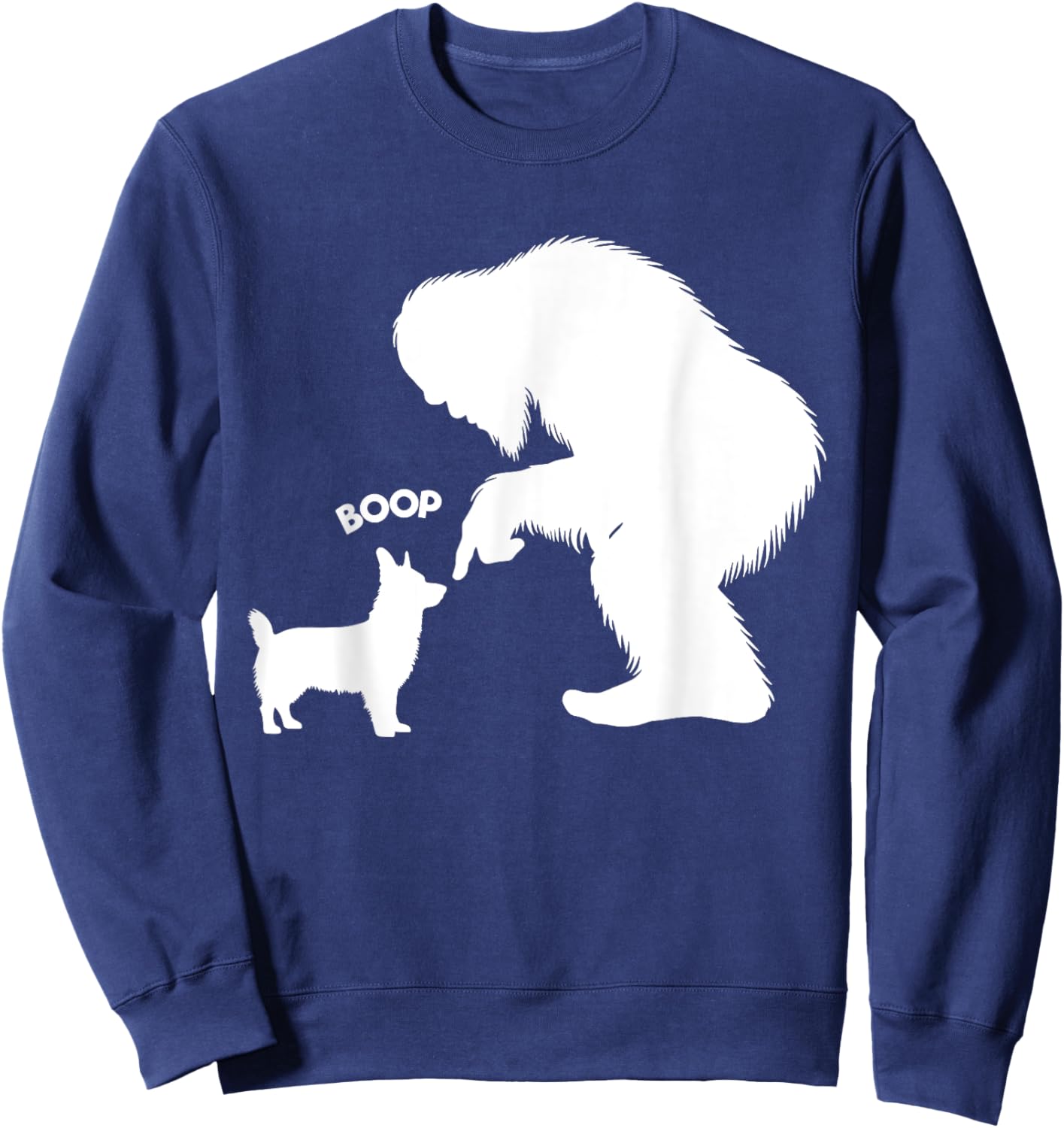 Funny Bigfoot Sasquatch Corgi Boop Sweatshirt - Sweatshirt | Navy