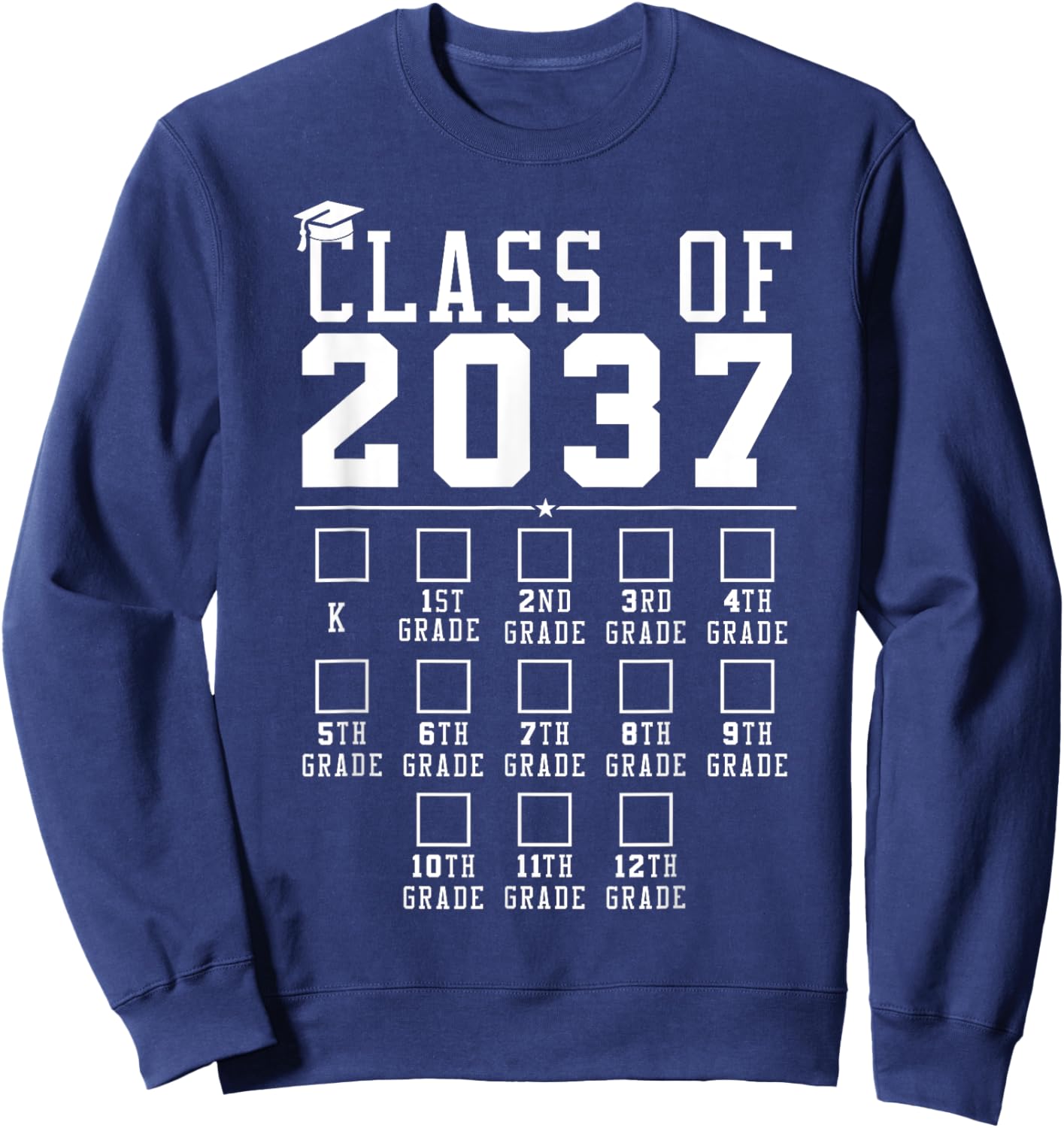 Grow With Me Class Of 2037 Handprint Kindergarten Graduation Sweatshirt - Sweatshirt | Navy