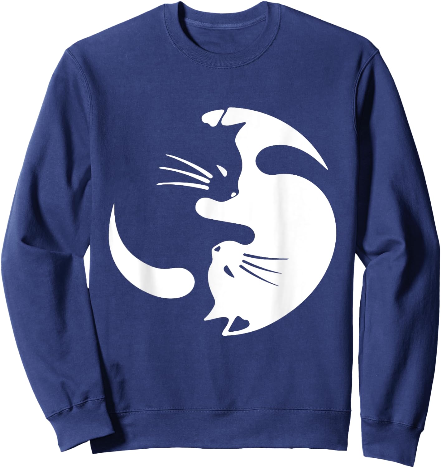 Yin Yang Cat Symbol Cute Black and White Cat Kitty Halloween Sweatshirt - Sweatshirt | Navy