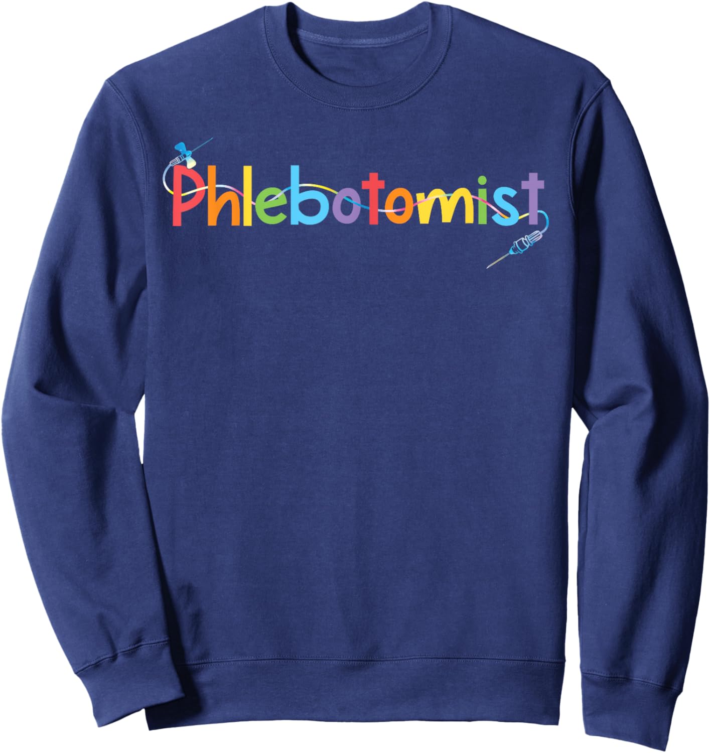 TIE DYE Phlebotomist Phlebotomy Technician Nurse Clinical Sweatshirt - Sweatshirt | Navy