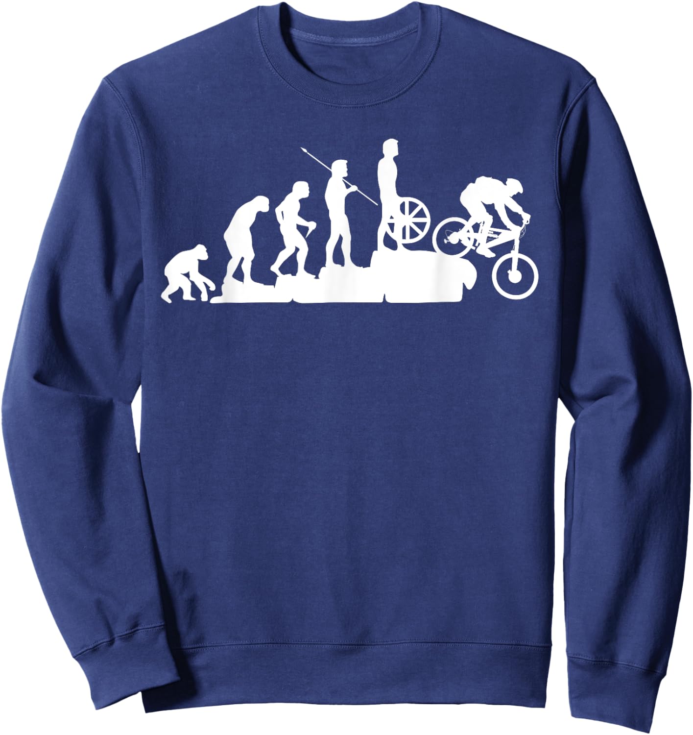 MTB Mountain Biker Evolution Downhill Bike Rider Sweatshirt - Sweatshirt | Navy