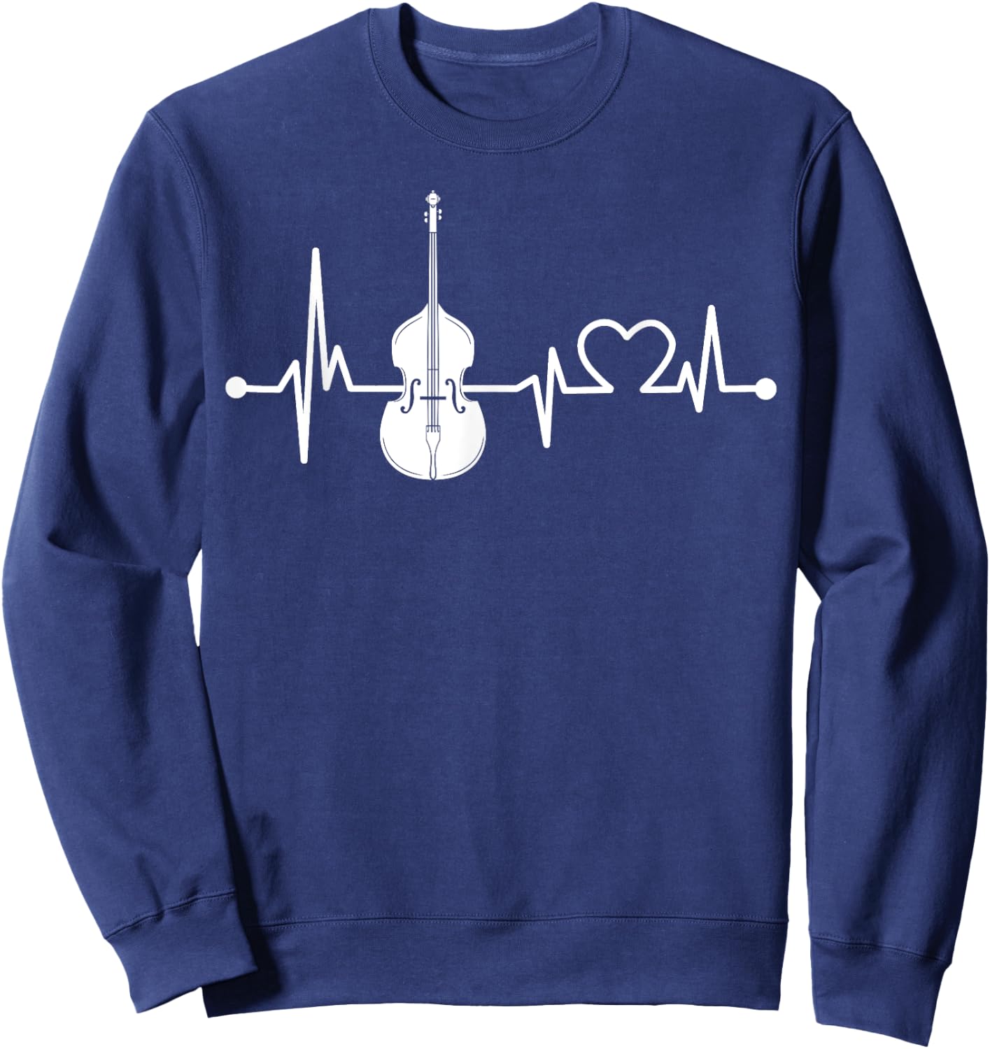 Double bass Heartbeat Funny Love For Music Orchestra Gift Sweatshirt - Sweatshirt | Navy