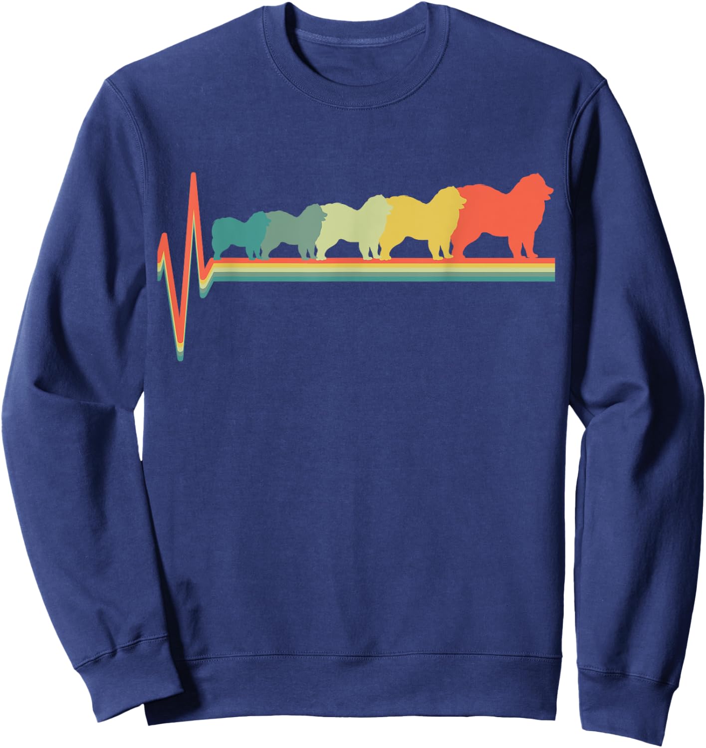 Samoyed Heartbeat Retro Gift Samoyed Lovers Sweatshirt - Sweatshirt | Navy