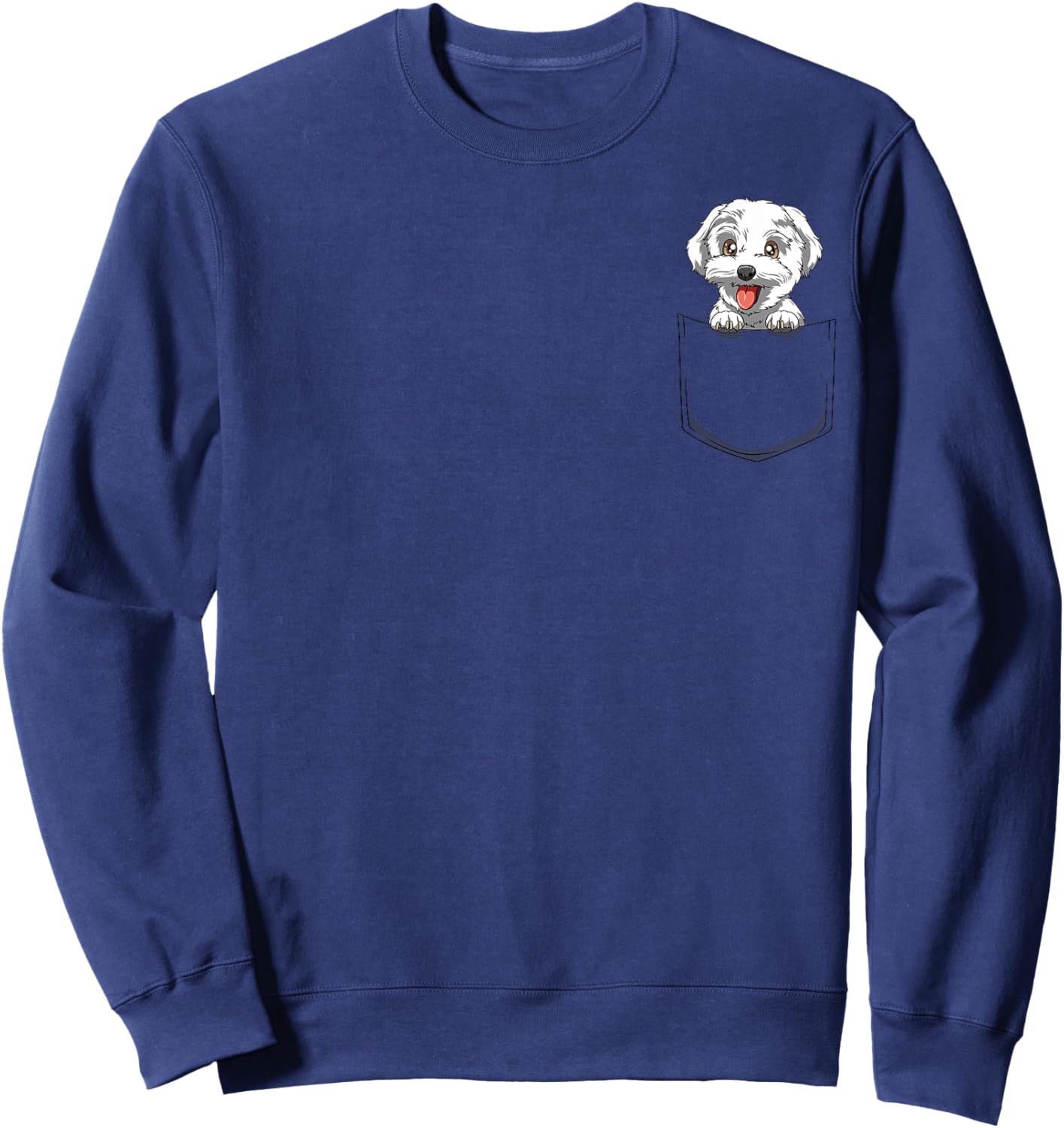 Maltese Pocket Maltese Peeking Out Pocket Maltese Lovers Dog Sweatshirt - Sweatshirt | Navy