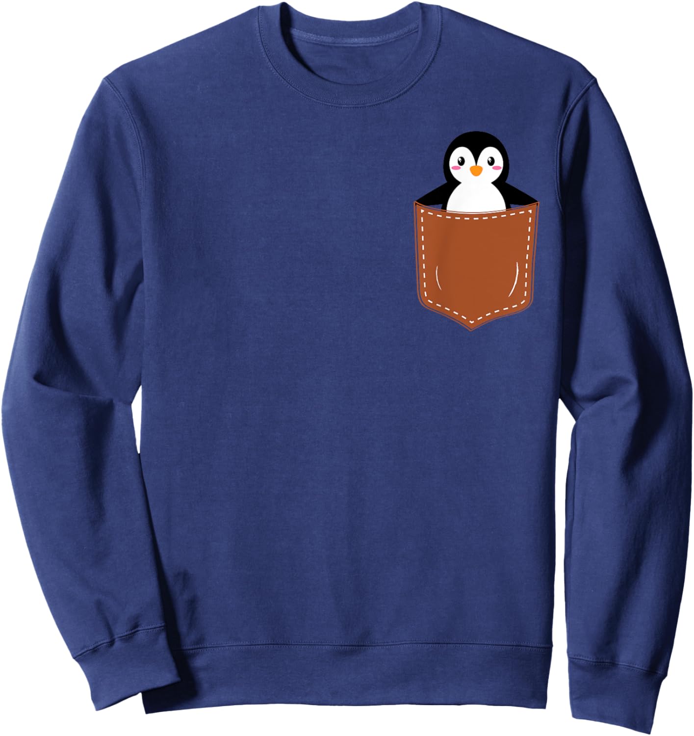 Cute Penguins Design Lovers, Funny Pingu Penguin In Pocket Sweatshirt - Sweatshirt | Navy