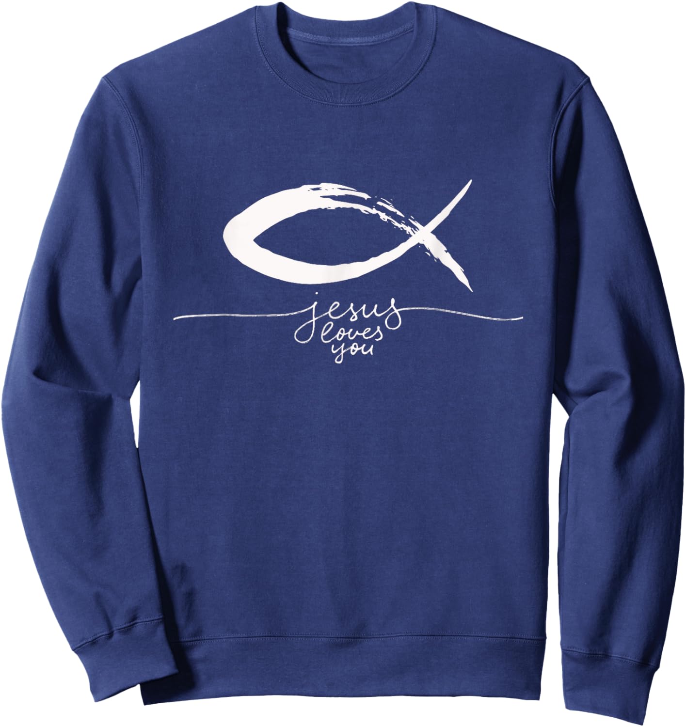 Ichthys Sign Jesus Fish Christ Christian Faith Symbol Sweatshirt - Sweatshirt | Navy