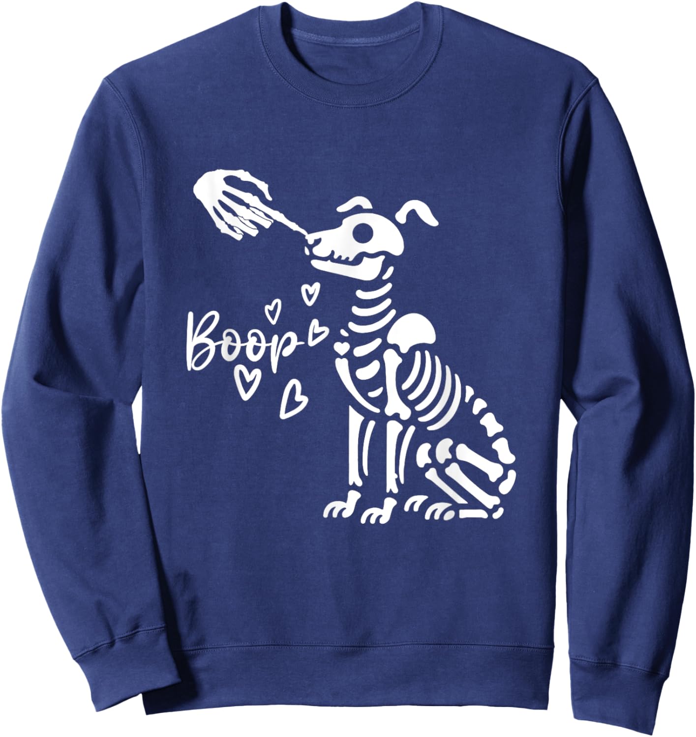 Retro Cute Skeleton Hand Boop Dog Funny Halloween Sweatshirt - Sweatshirt | Navy