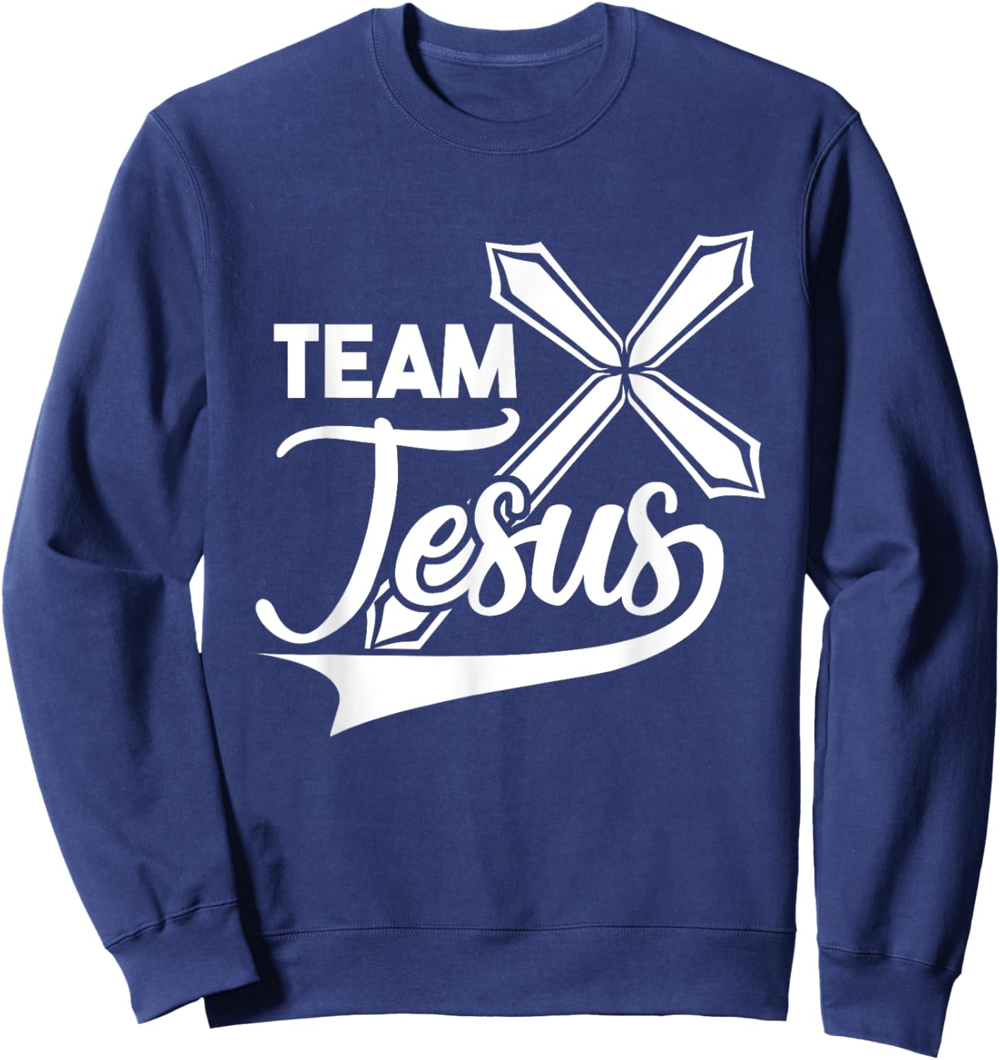 Sport Team Jesus Christian Faith Cross Christ Rise-Up Sweatshirt - Sweatshirt | Navy