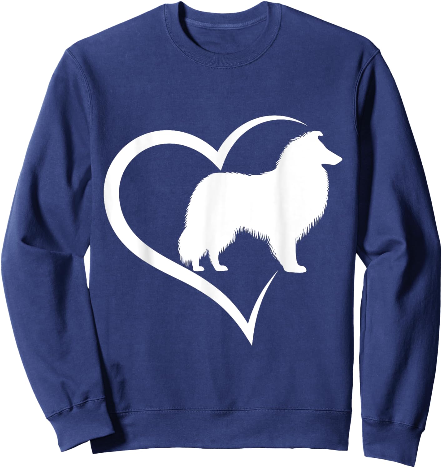 Rough Collie Silhouette Heart Love Dog Men Women Girls Kids Sweatshirt - Sweatshirt | Navy