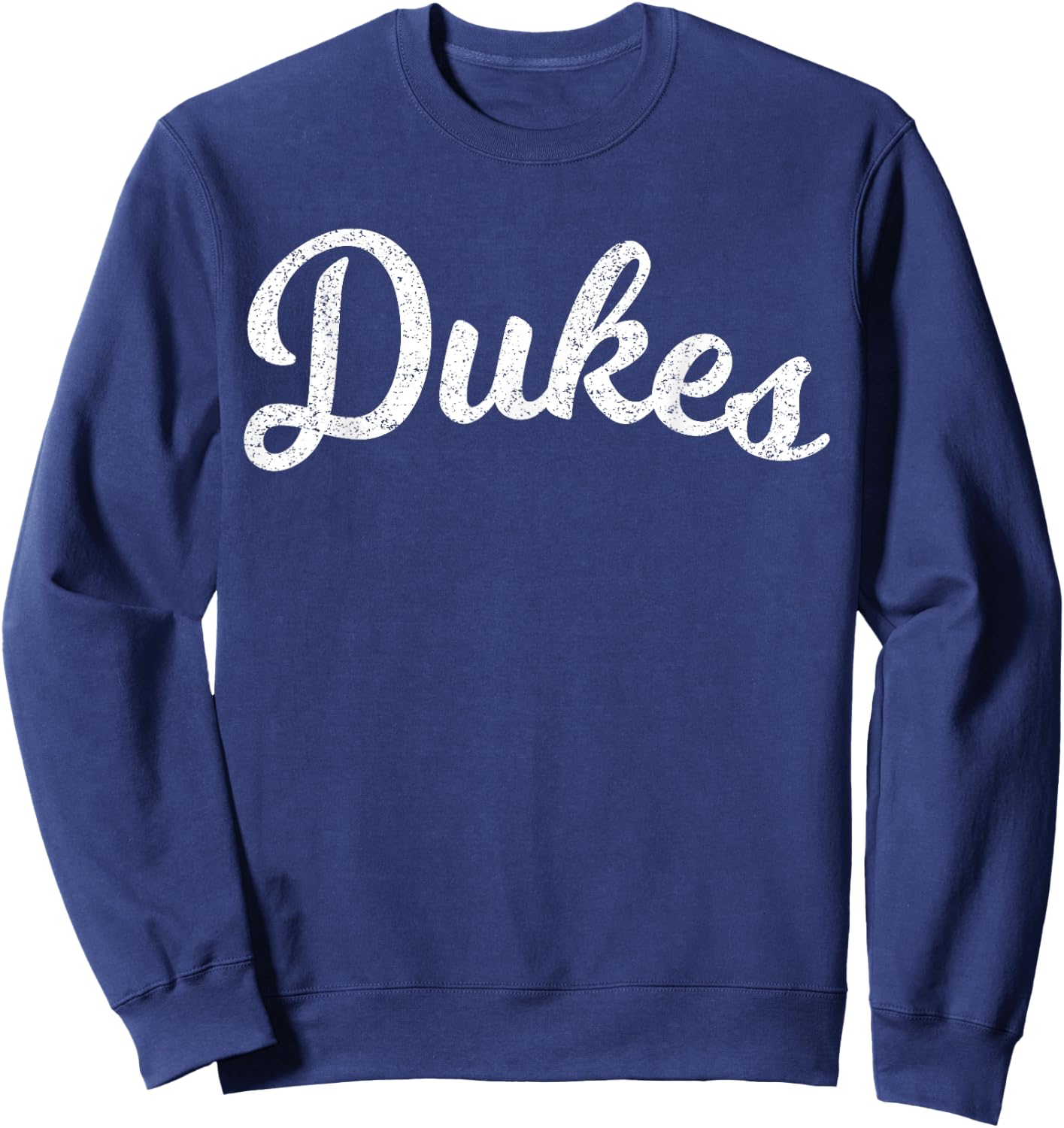 Dukes Team Mascot the Dukes Baseball Script Sports Jersey Sweatshirt - Sweatshirt | Navy
