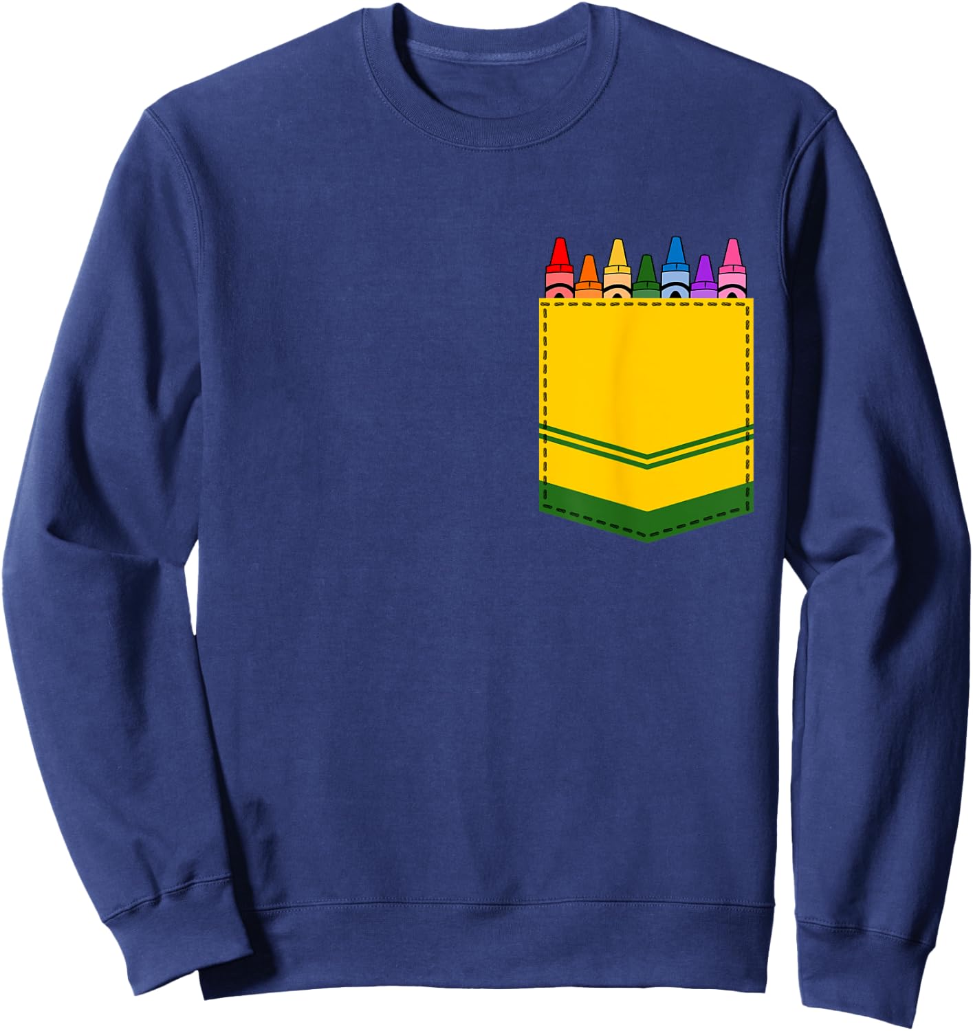 Crayon Box Pocket Teacher Gift Costume Men Women Kids Sweatshirt - Sweatshirt | Navy