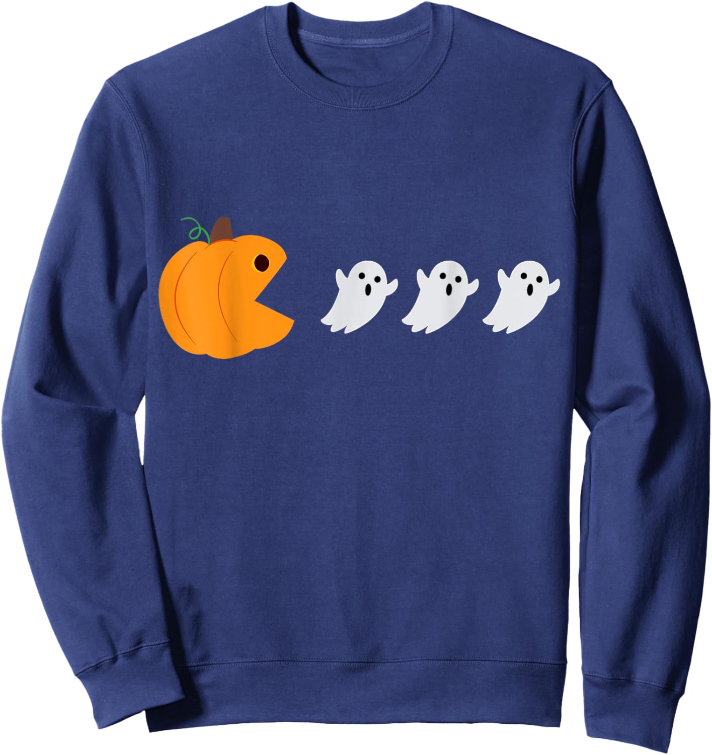 Pumpkin Ghost Retro Video Game Costume Funny Halloween Gifts Sweatshirt - Sweatshirt | Navy