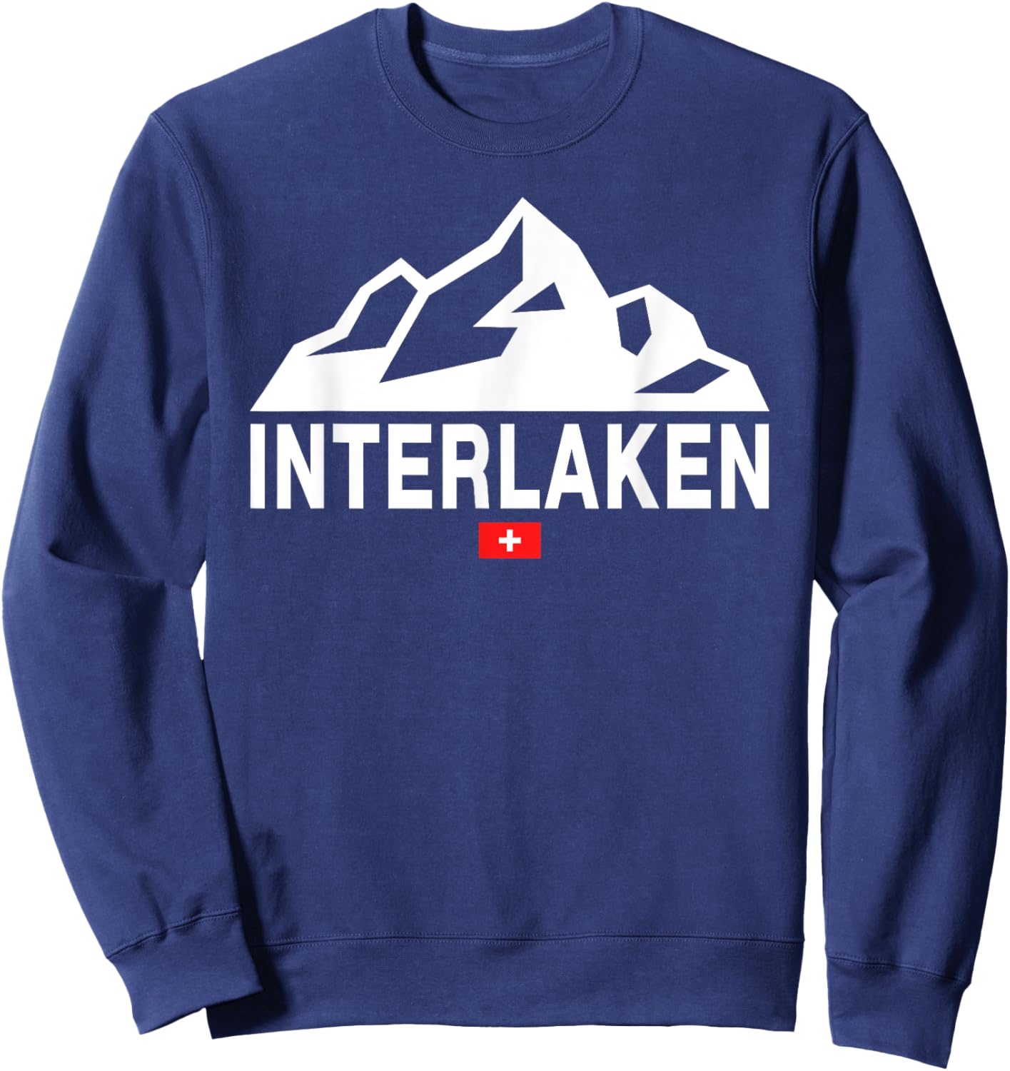 Interlaken Switzerland Swiss Flag Swiss Mountains Sweatshirt - Sweatshirt | Navy
