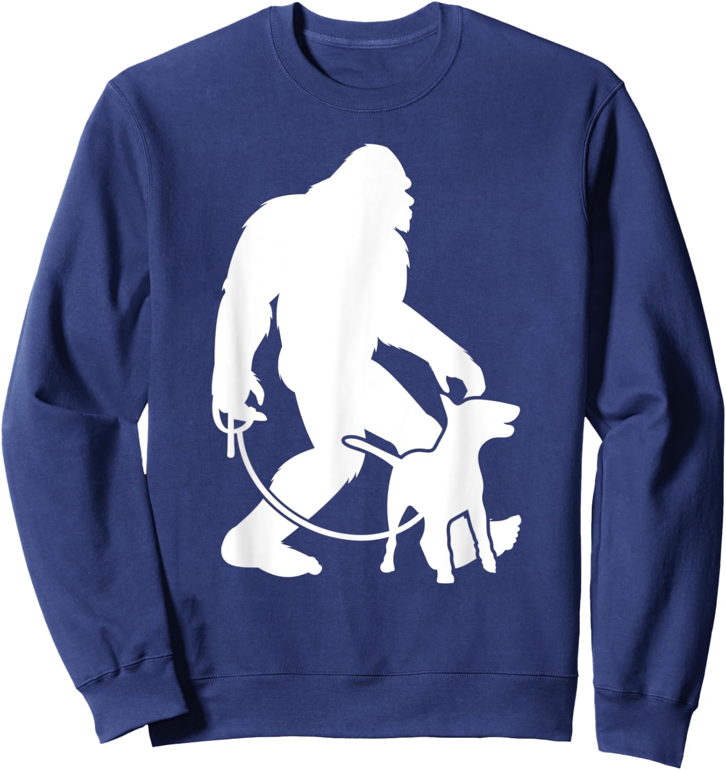 Bigfoot Walking Bull Terrier Dog Lover Sasquatch Dog Walker Women Kids Sweatshirt - Sweatshirt | Navy