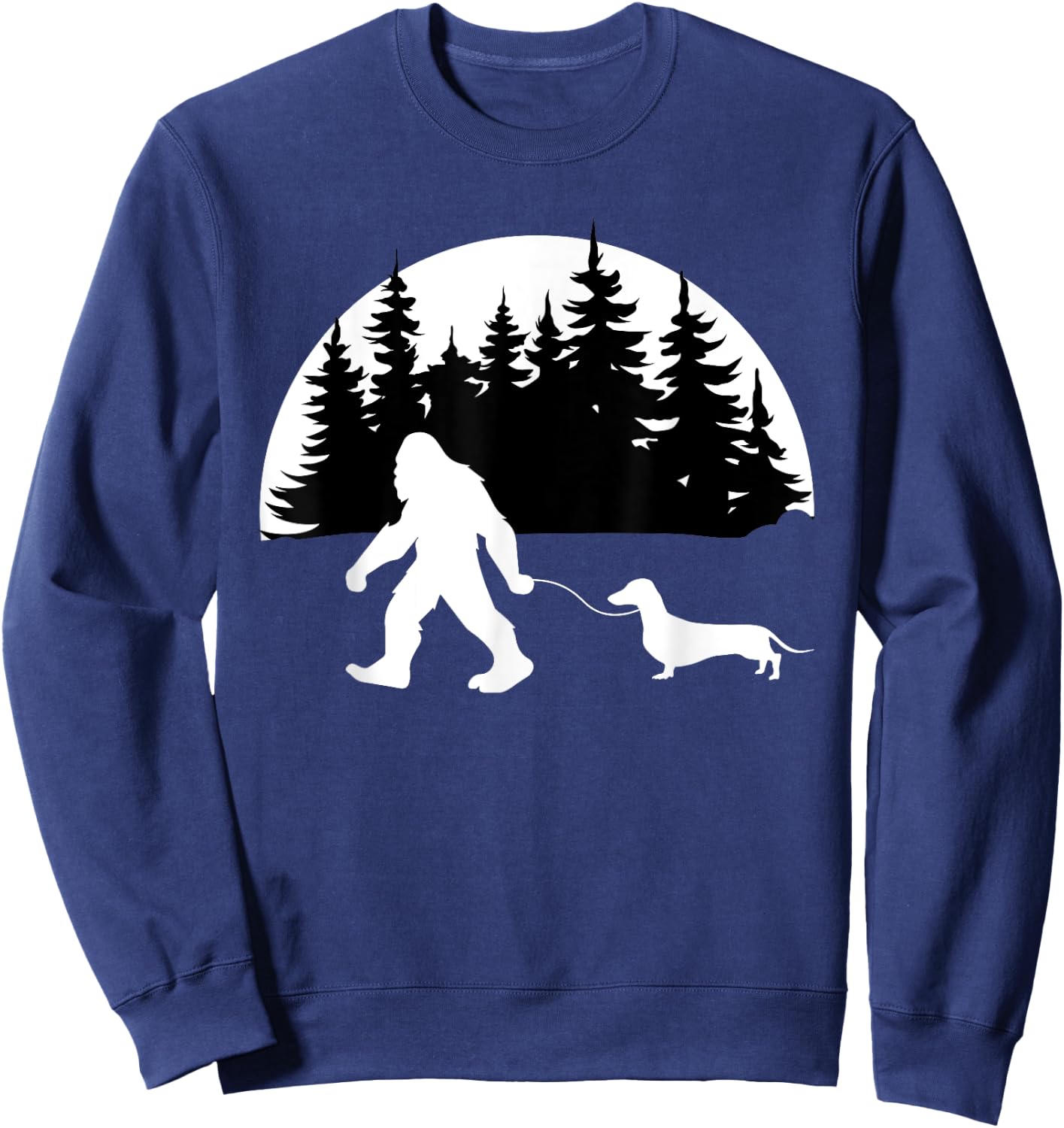 Funny Sasquatch Costume Wiener Dog Bigfoot Walking Dachshund Men Women Kids Sweatshirt - Sweatshirt | Navy