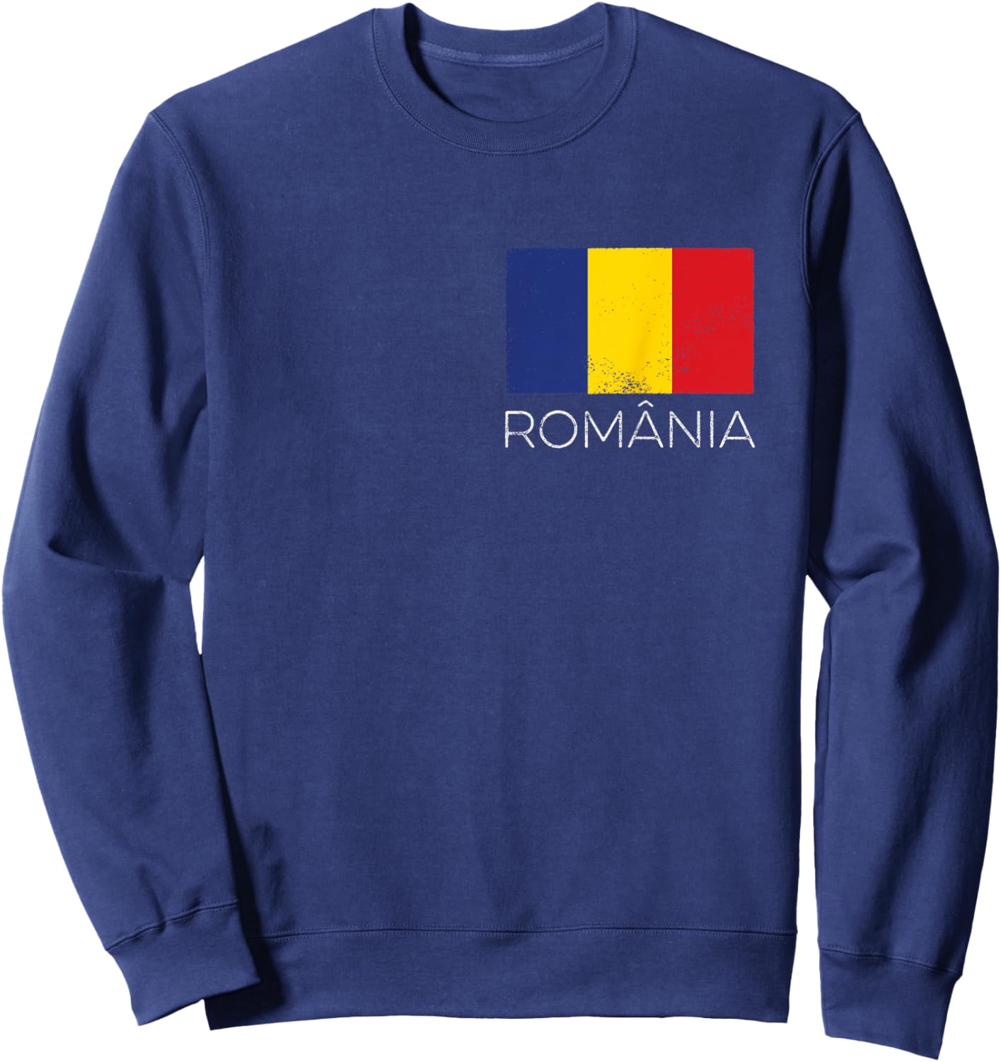 Romania România Romanian Flag Vintage Romania Mini Flag Sweatshirt - Sweatshirt | Navy