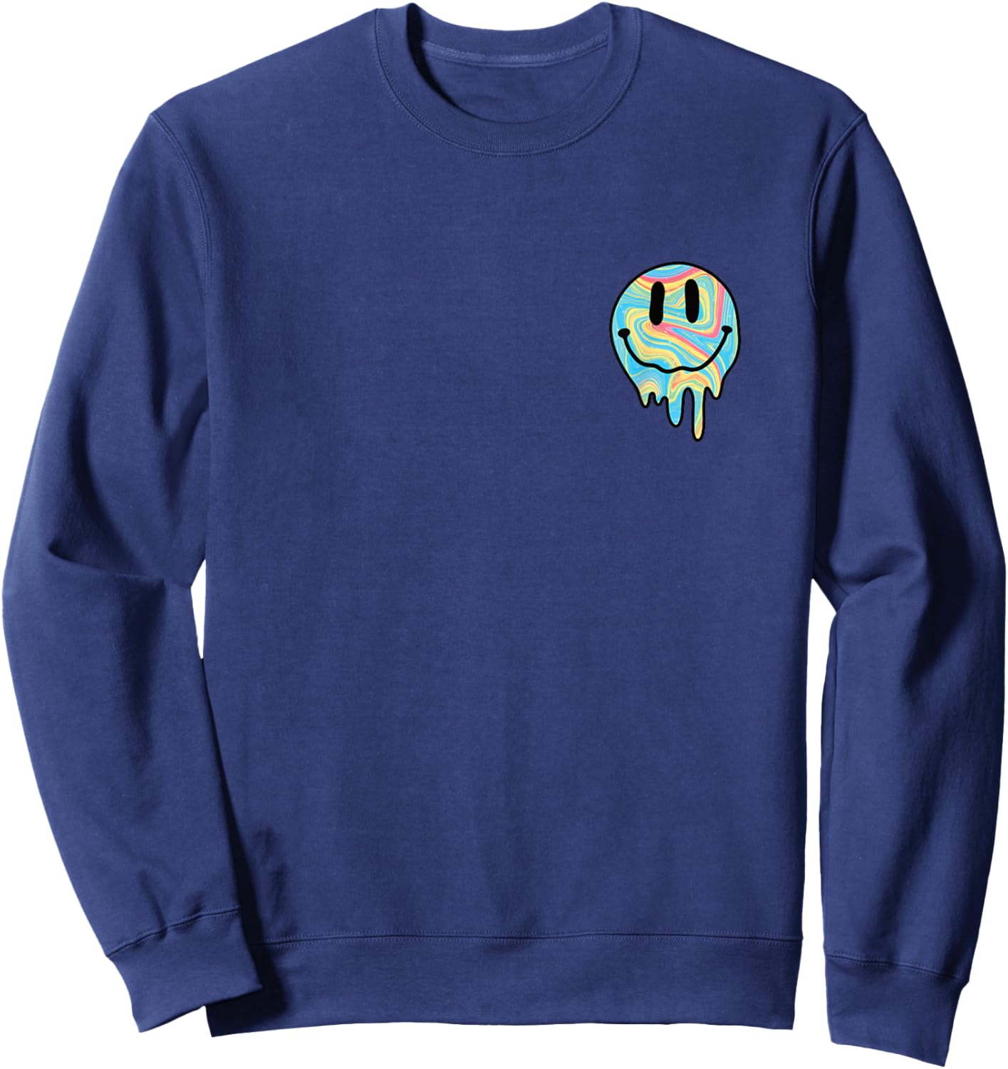 Melting Smile Funny Smiling Melted Dripping Happy Face Cute Sweatshirt - Sweatshirt | Navy