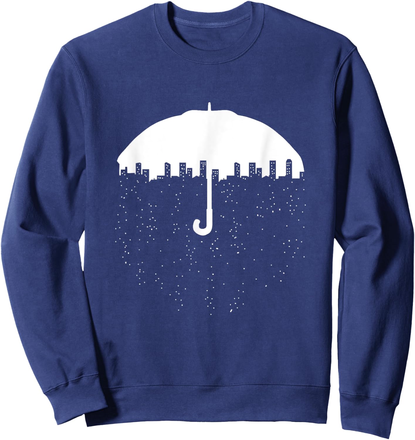 City Under Umbrella Retro Urban Negative Space Art Gift Sweatshirt - Sweatshirt | Navy
