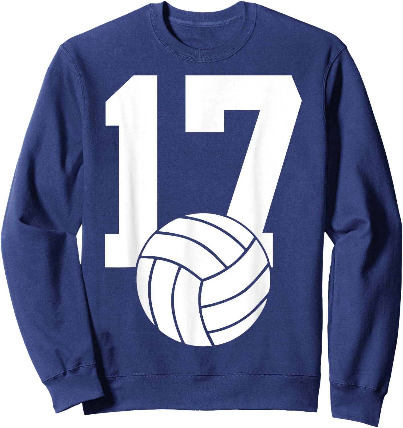 Number 17 Volleyball 17th Birthday Sweatshirt - Sweatshirt | Navy
