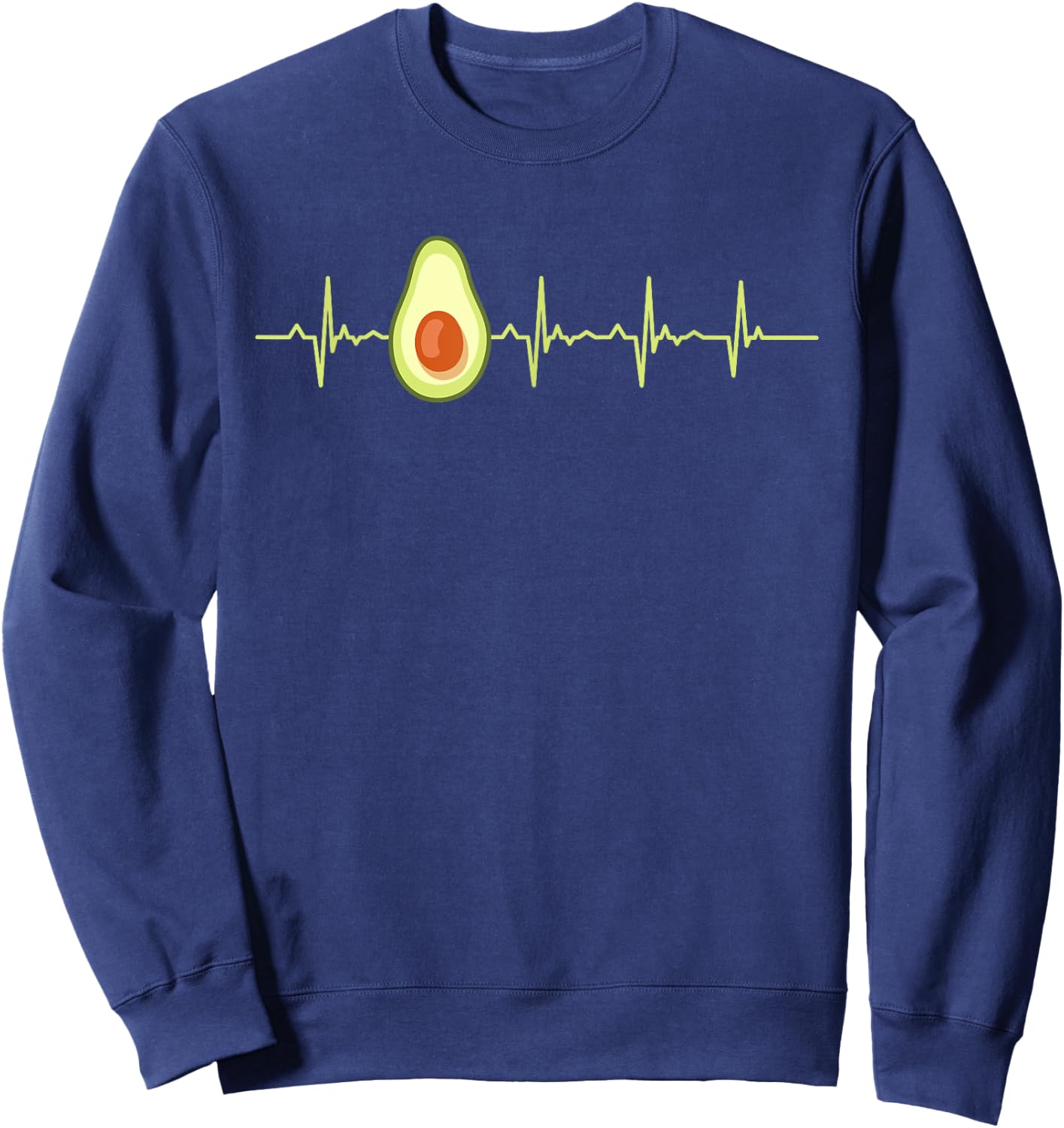 Avocado Heartbeat Funny EKG Vegan Best Gift Men Women Kids Sweatshirt - Sweatshirt | Navy