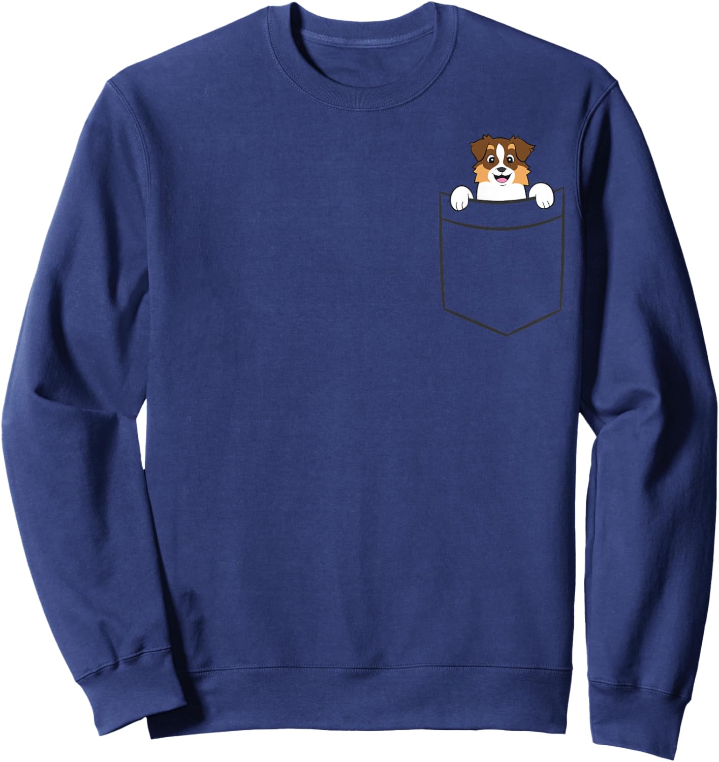 Aussie In The Pocket Cute Australian Shepherd Dog Sweatshirt - Sweatshirt | Navy