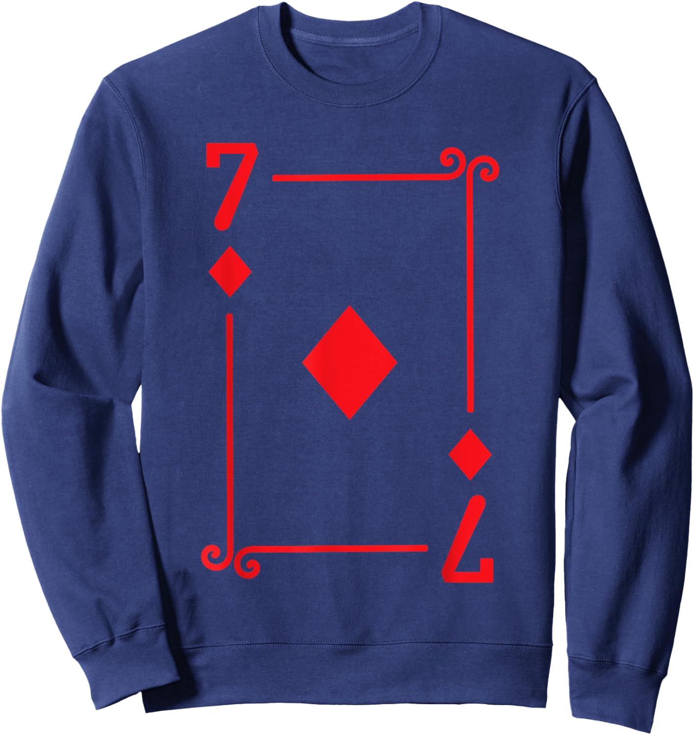 Playing Card Costume - 7 Diamonds Card - Seven Card - Black - Small - -Adults - Short Sleeve - Classic Fit - Cotton 65%, Polyester 35% Sweatshirt - Sweatshirt | Navy
