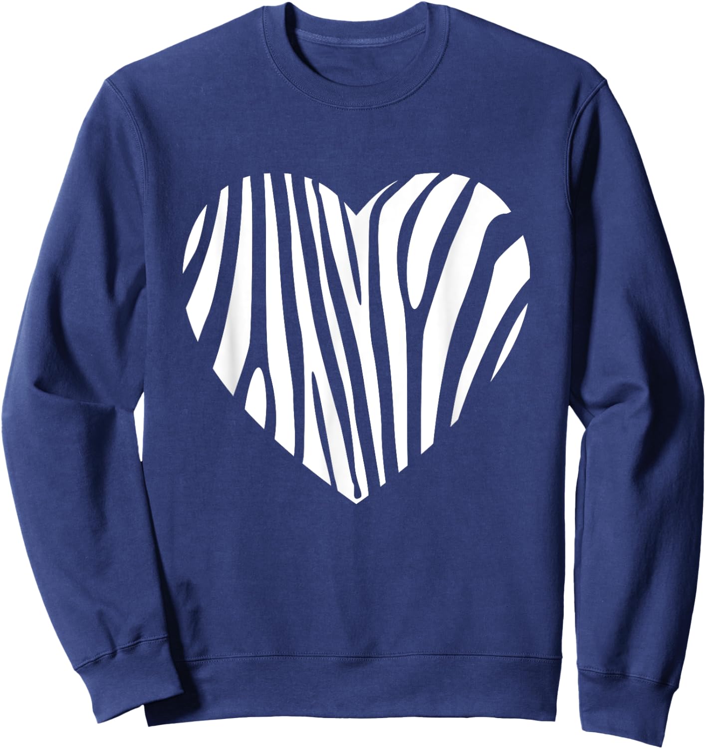 Zebra Heart Animal Lover Stripe Africa Gift Men Women Kids Sweatshirt - Sweatshirt | Navy