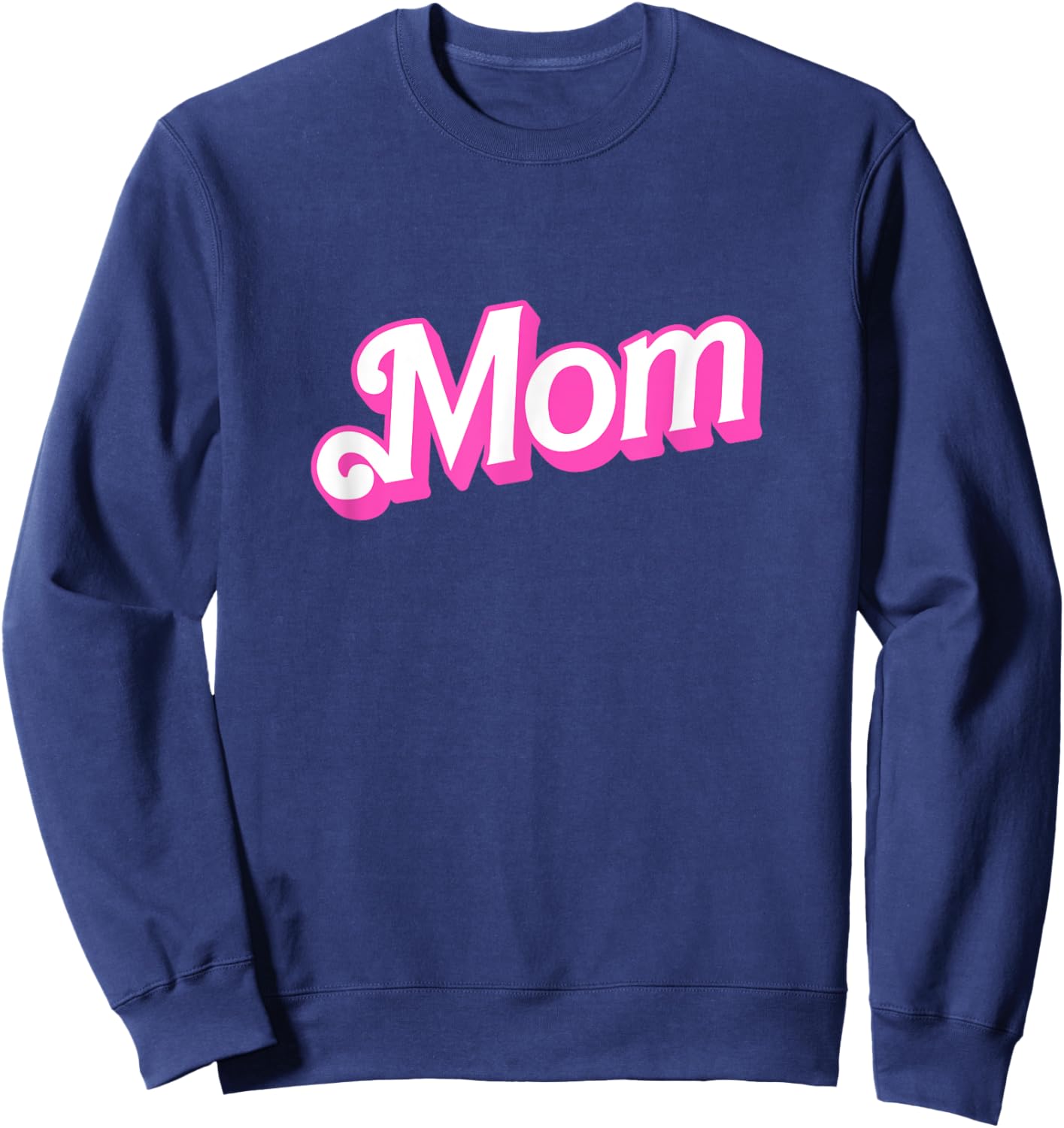 Mom Pink & White Overlapping Font Halloween Costume Sweatshirt - Sweatshirt | Navy