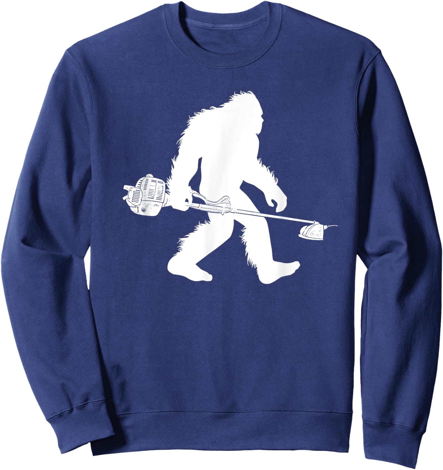 Bigfoot With Lawn Trimmer Sasquatch Grass Landscaper Sweatshirt - Sweatshirt | Navy