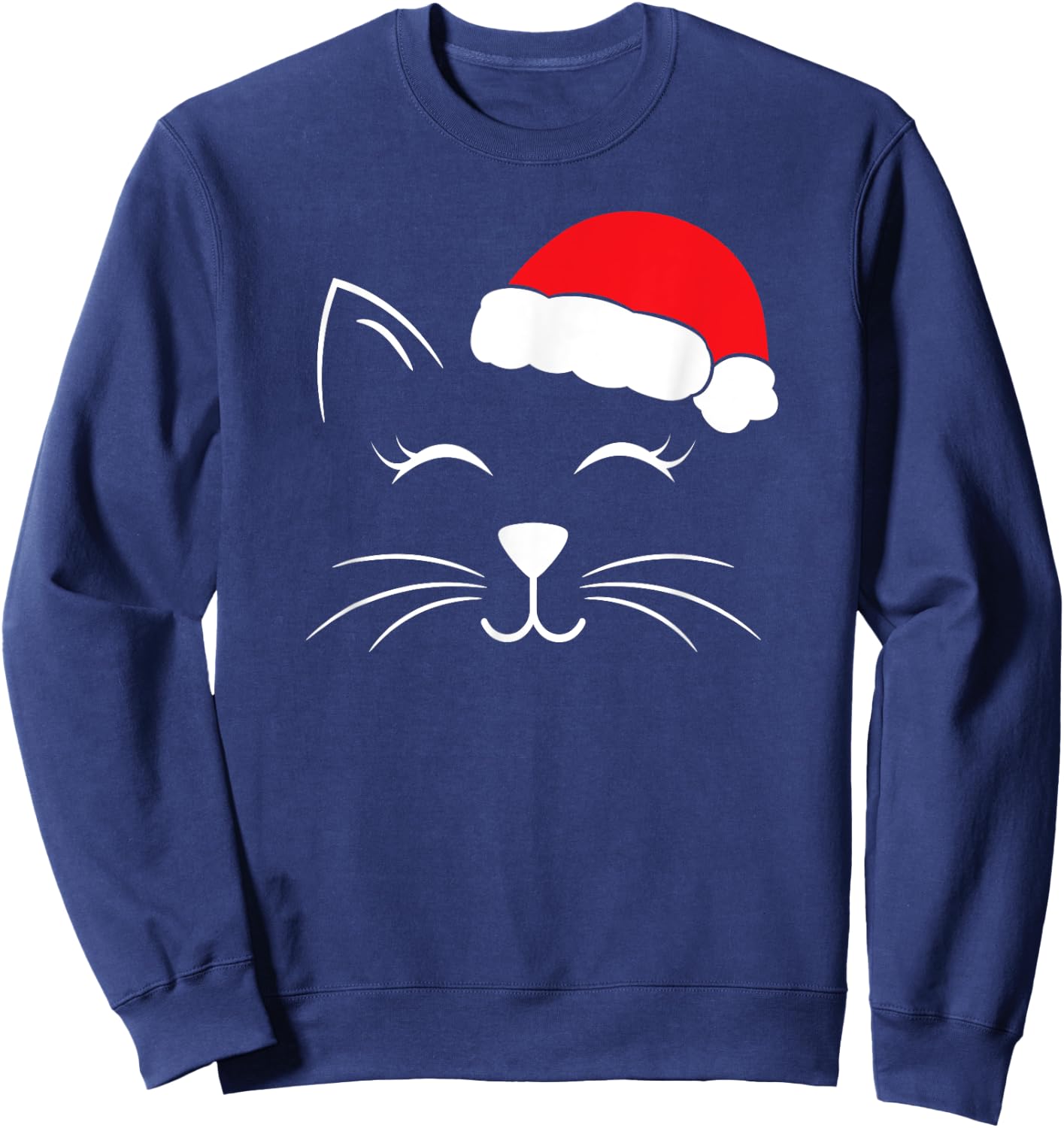 Cute Santa Cat Lover Christmas Men Women Kids Sweatshirt - Sweatshirt | Navy