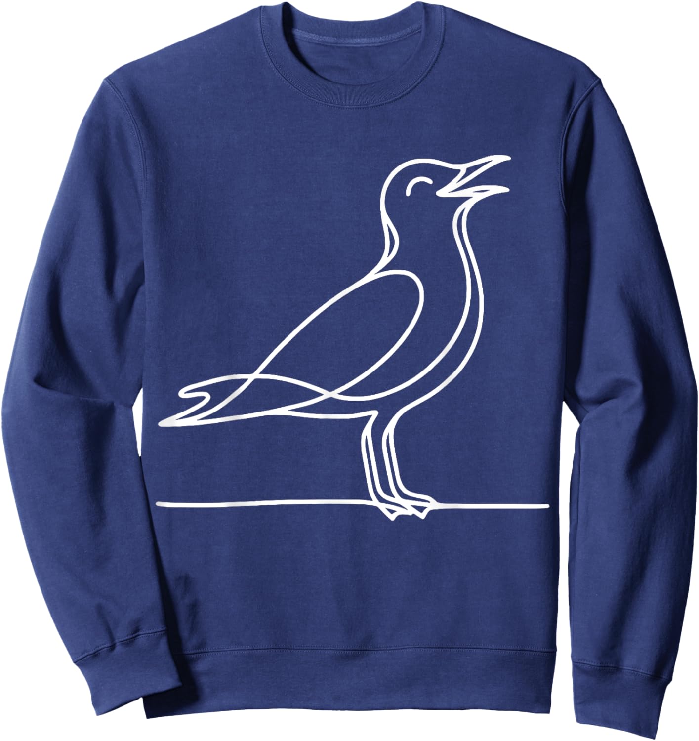 Line Art Bird & Ornithologist Laughing Gull Sweatshirt - Sweatshirt | Navy