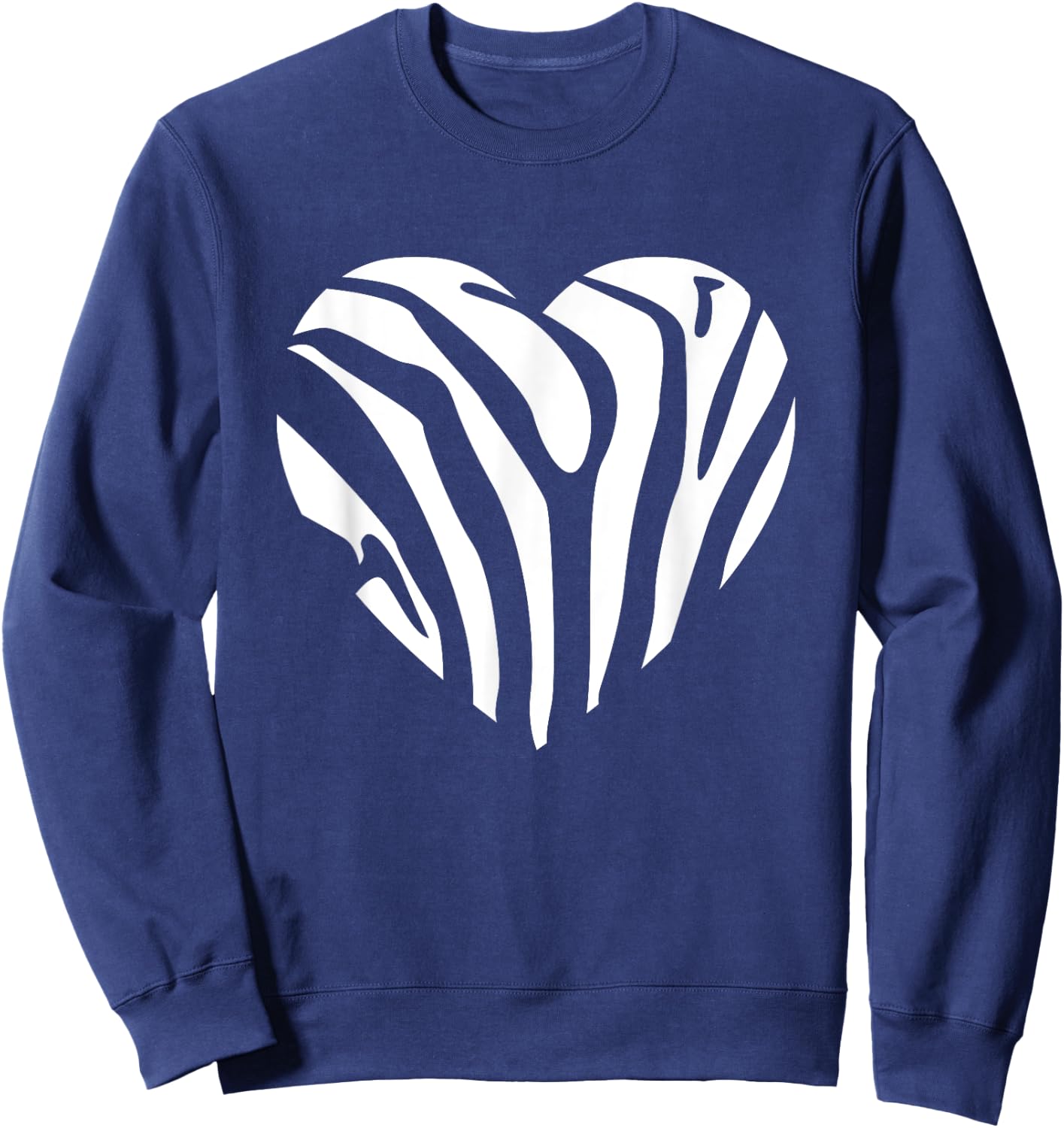 Zebra Heart Animal Lover Stripe Africa Gift Men Women Kids Sweatshirt - Sweatshirt | Navy