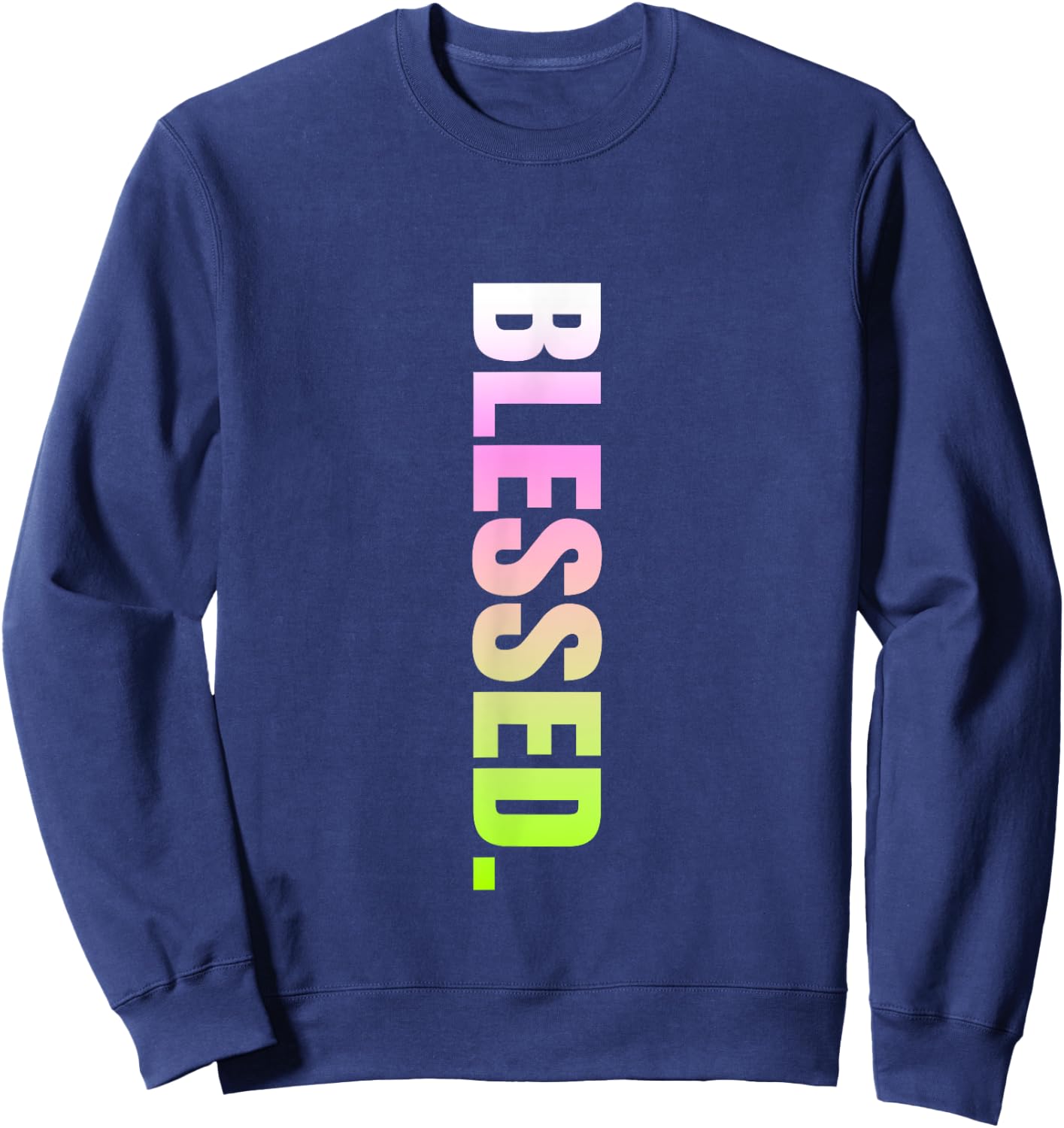 Pink and Green Blessed. Vertical Green and Pink Graphic Sweatshirt - Sweatshirt | Navy